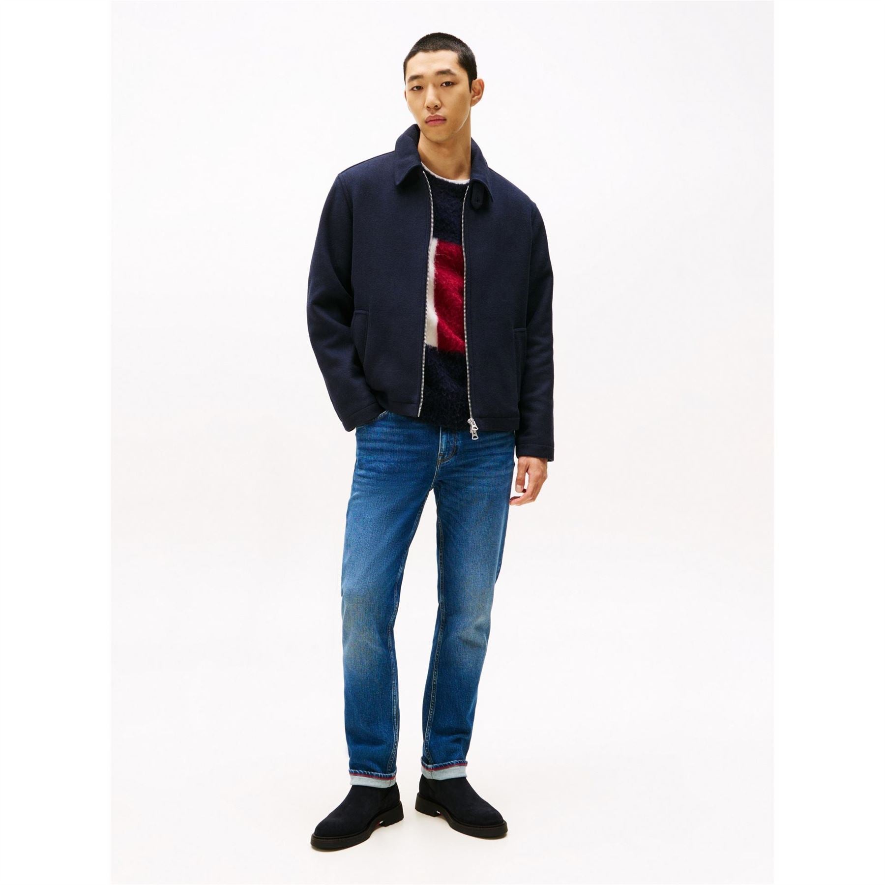 Tommy Hilfiger Suede Chelsea Block Heel Boots