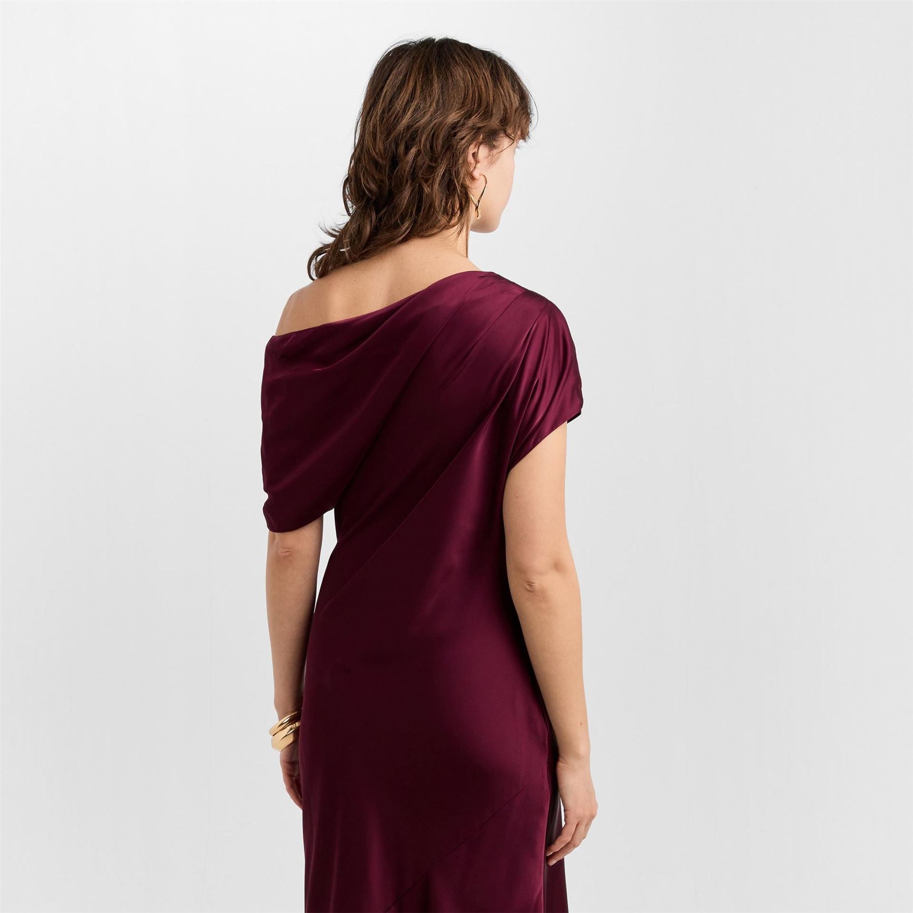 Lauren by Ralph Lauren Neagan Asymmetric Neck Short Sleeve Maxi Gown