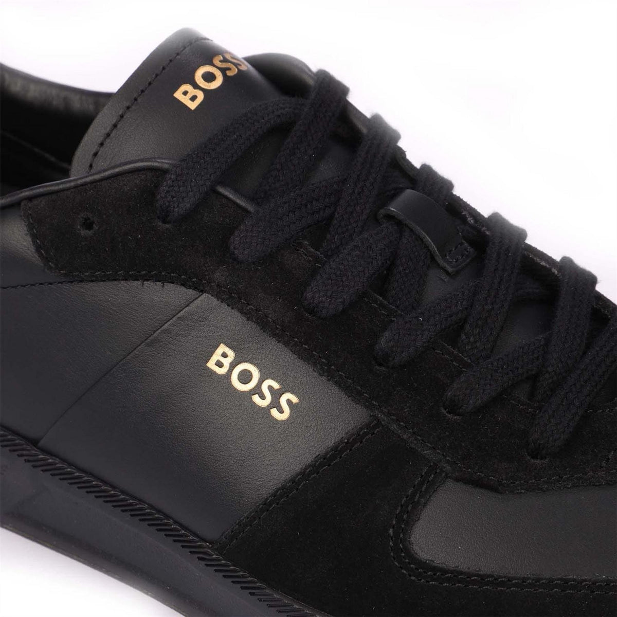Boss Foil Print Branding Leather Suede Trainers