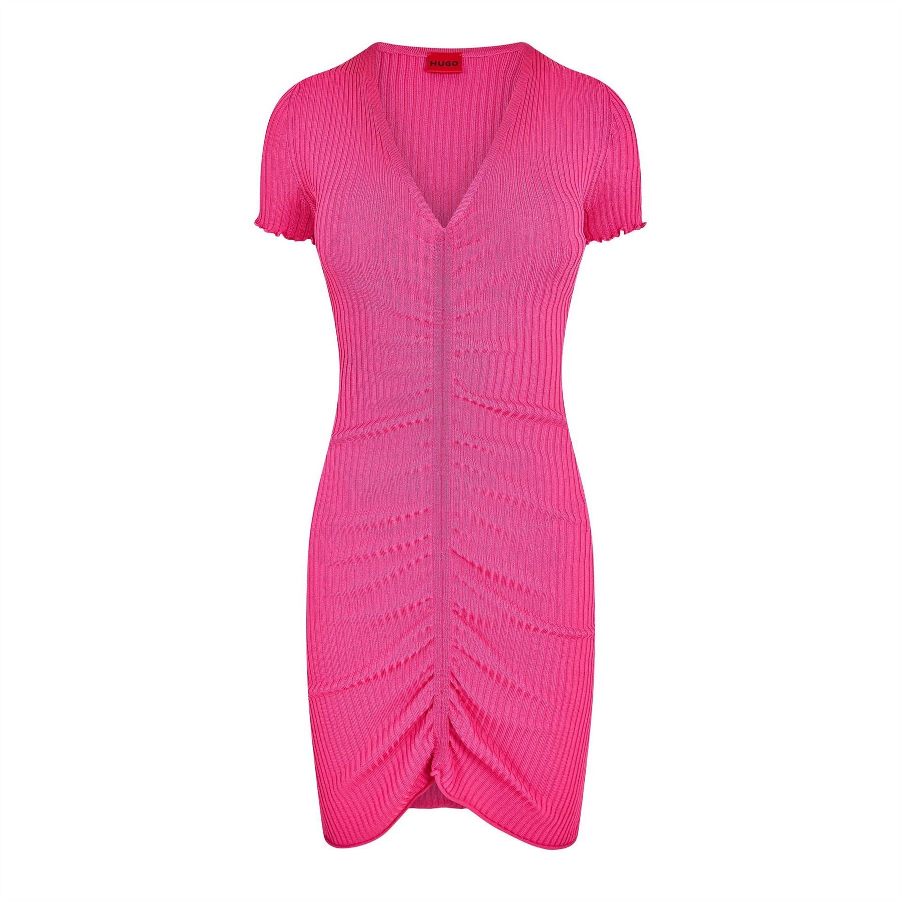 Hugo V-Neck Short Sleeve Mini Bodycon Dress