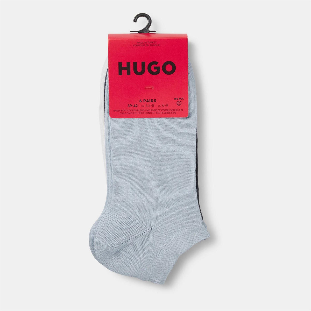 Hugo Cotton Blend 6 Pack Trainer Socks