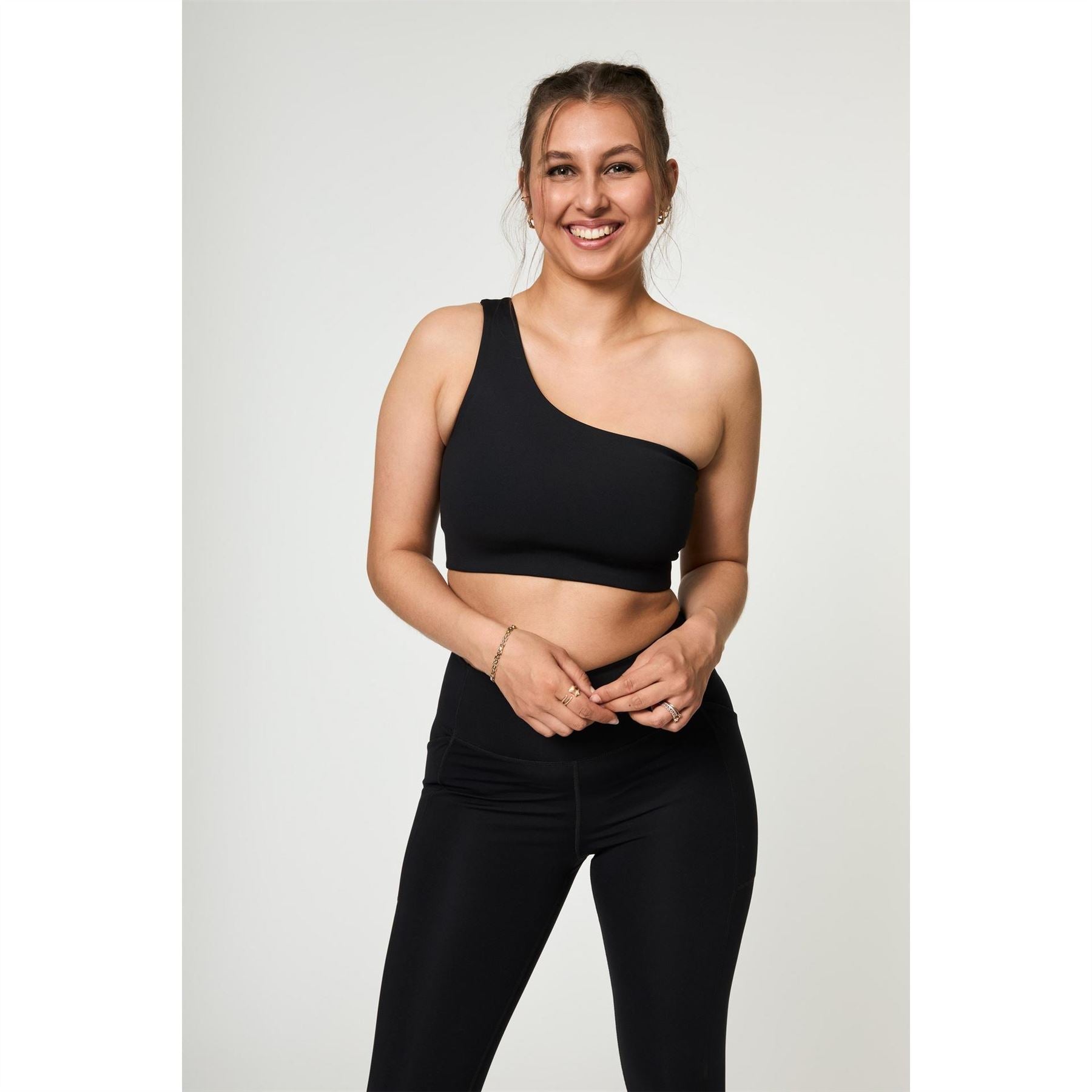 Girlfriend Collective One Shoulder Non Wired Low Impact Sports Bra