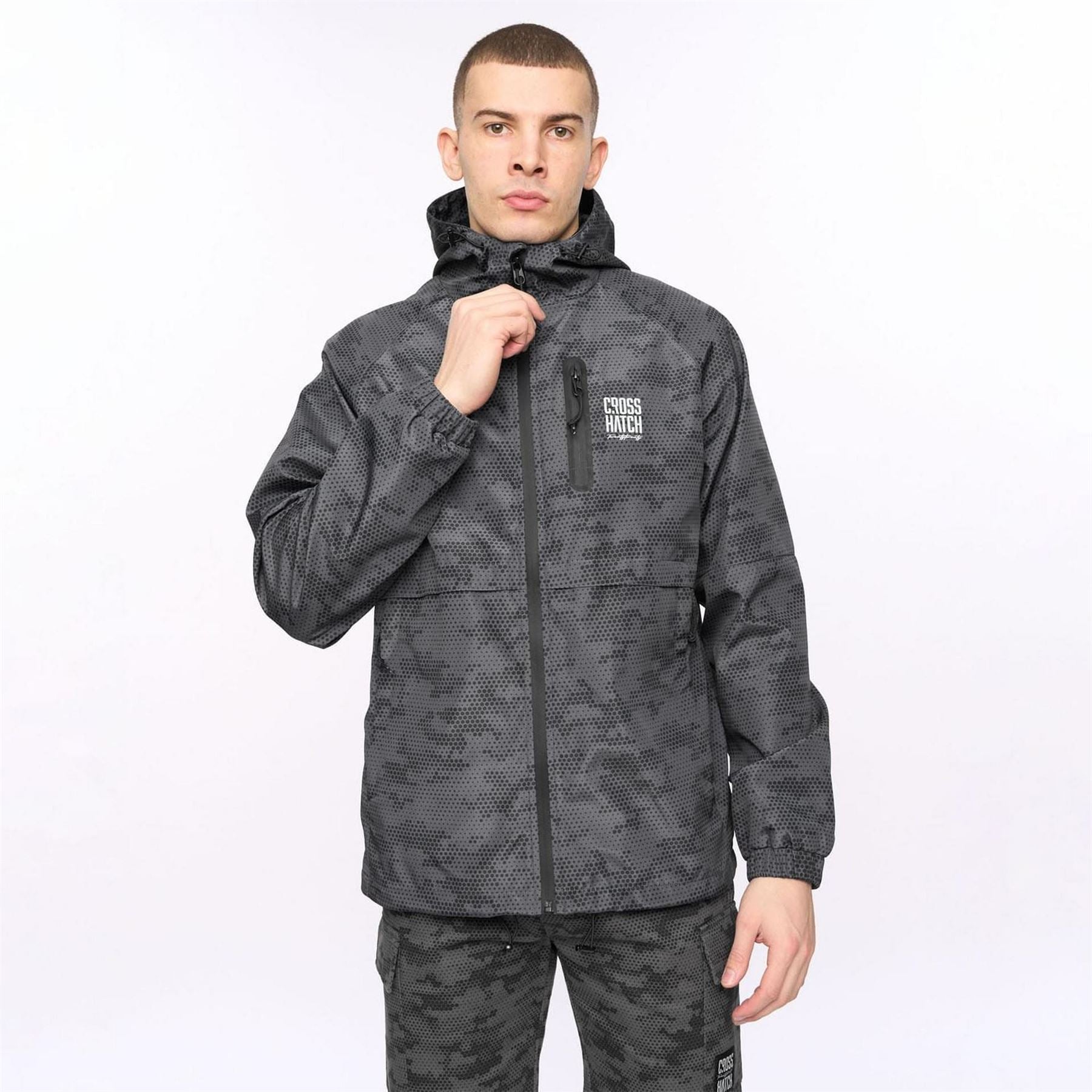 Crosshatch Allover Print Jacket