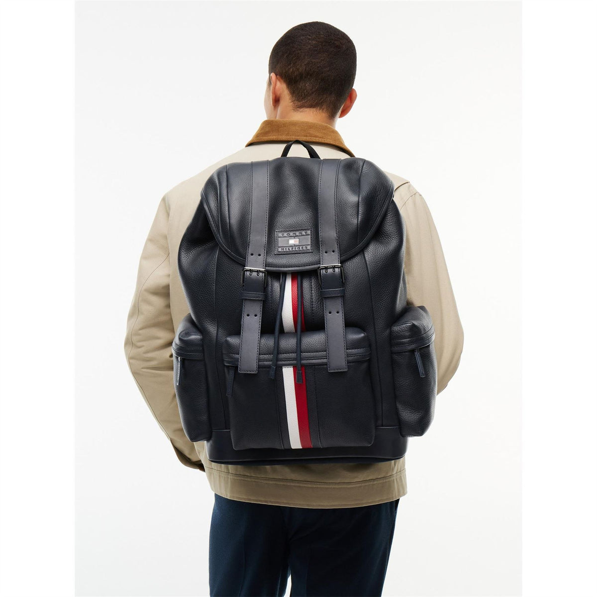 Tommy Hilfiger Stripe Leather Backpack