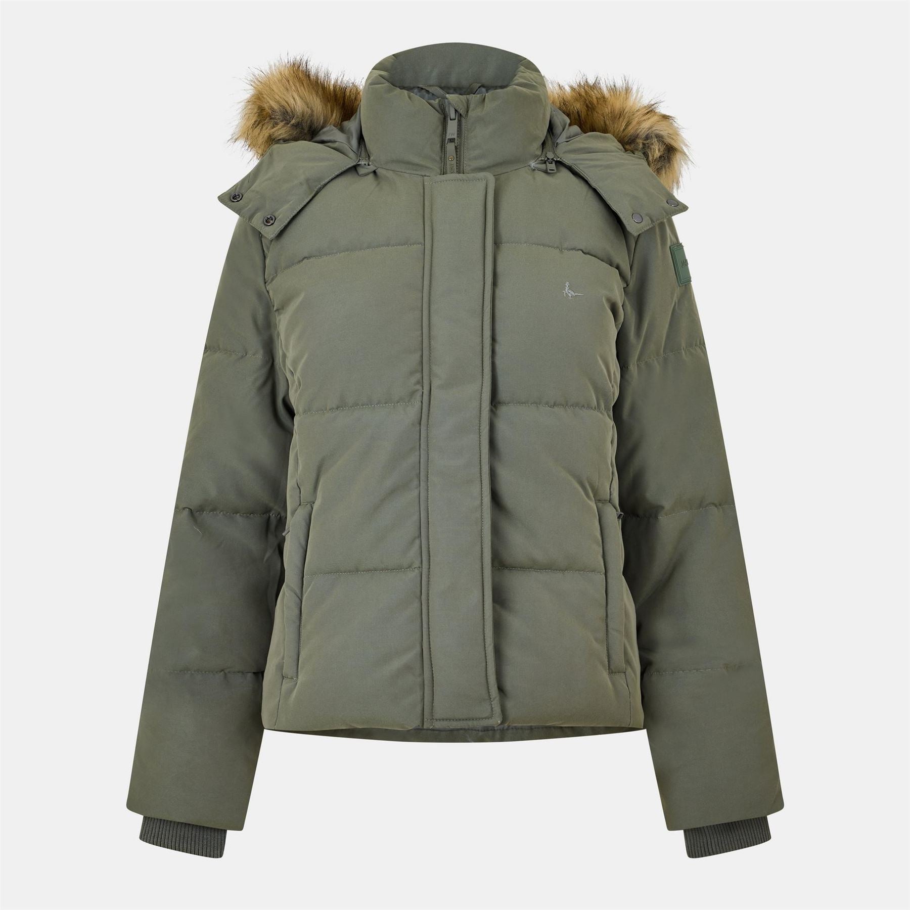 Jack Wills Riley Wind Resistant Detachable Hood Short Puffer Jacket
