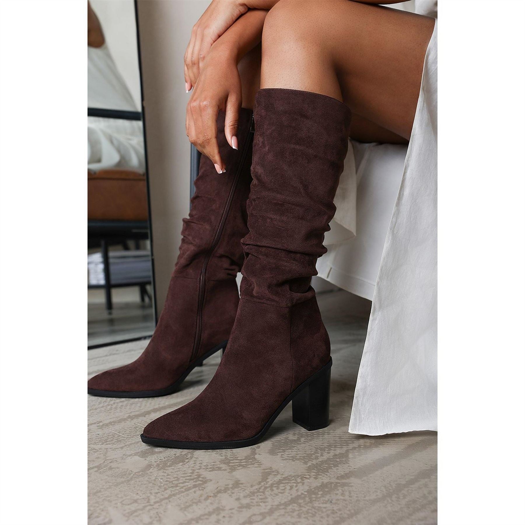 Wheres That From Slouch Knee High Boots With Block Heel