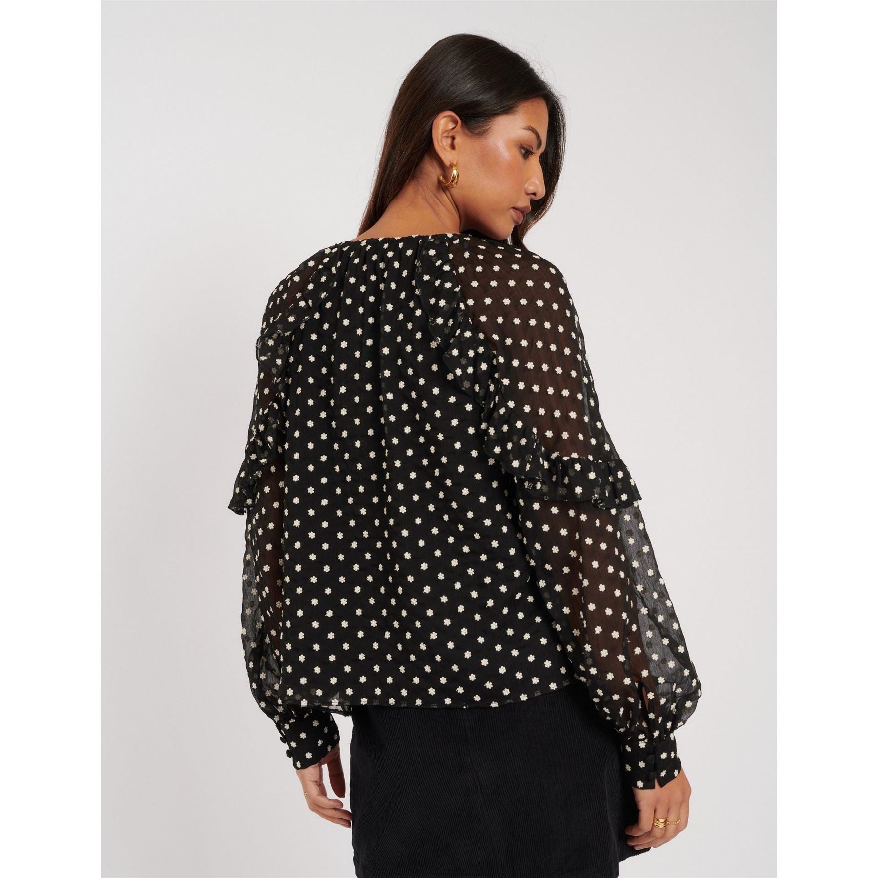 Nobodys Child Marlow Ruffle Sleeve Relaxed Fit Blouse