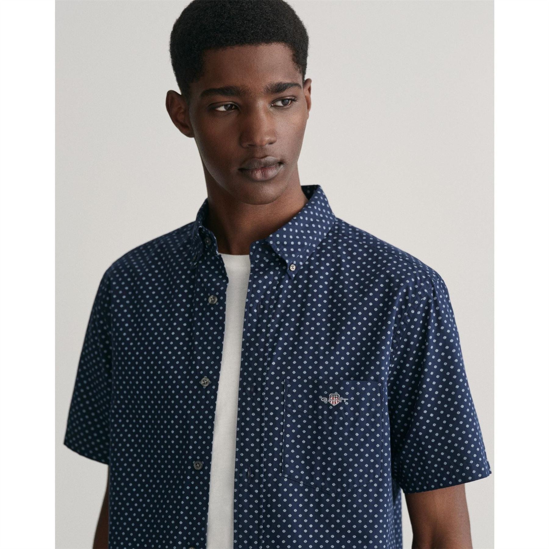 Gant Regular Micro Print Short Sleeve Patterned Shirt
