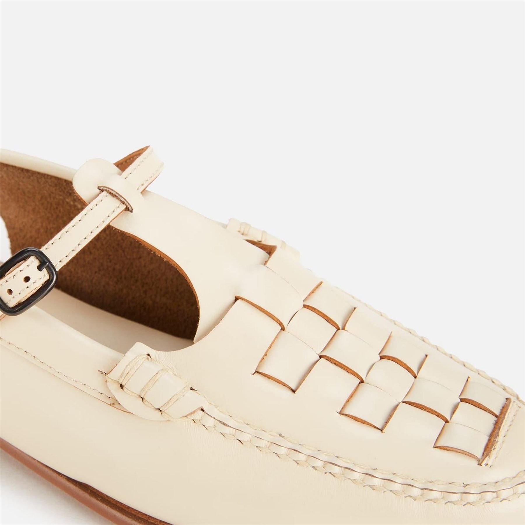 Hereu Leather T Bar Sling Back Flats