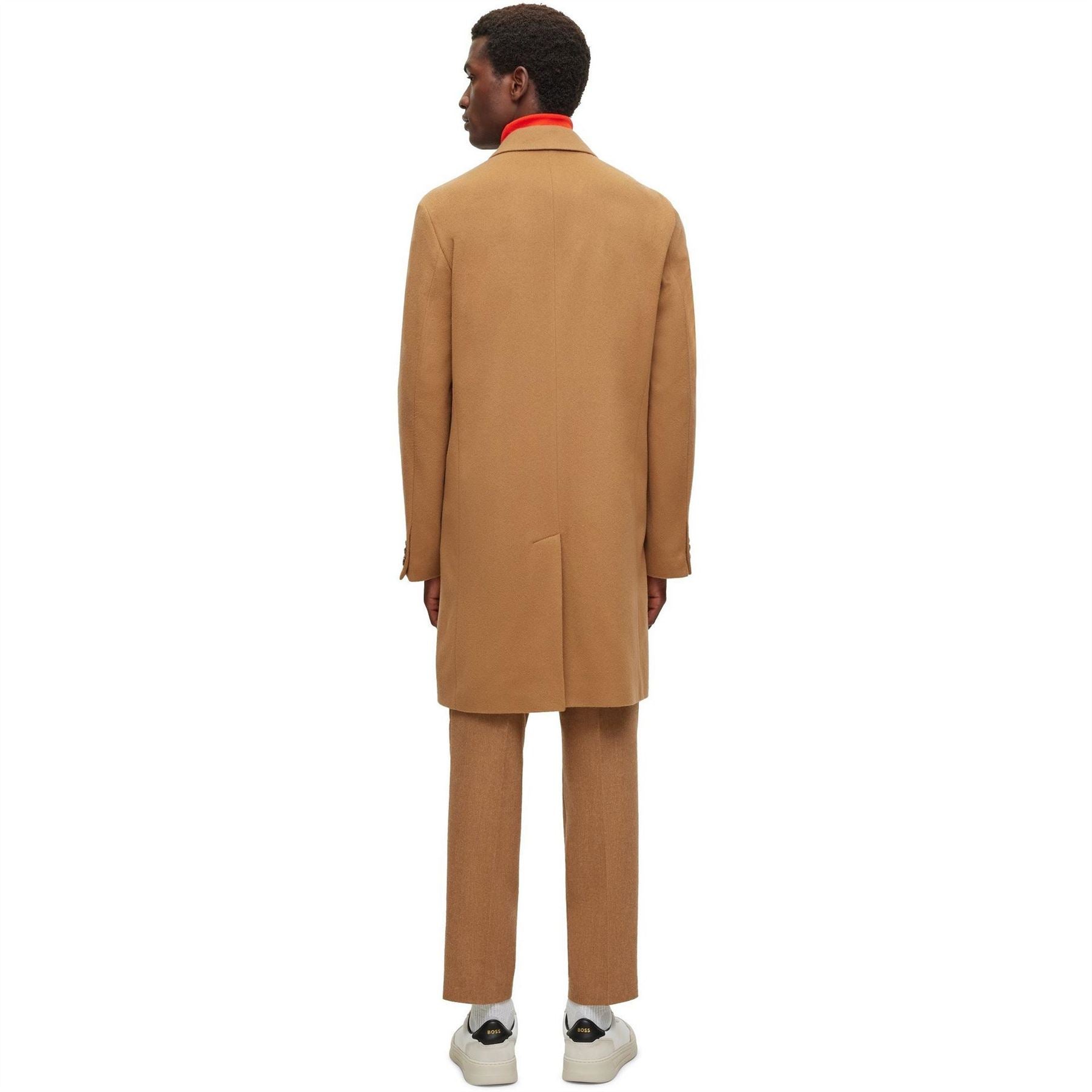 Boss Hyde Solid Patterned Lapel Collared Trench Coat