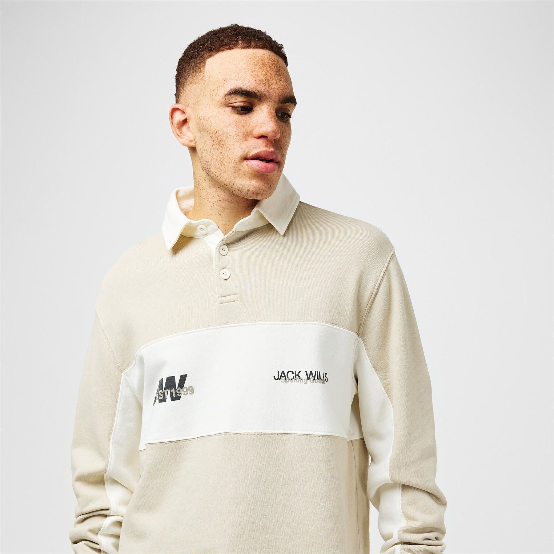 Jack Wills Logo Print Relaxed Fit Rugby Shirt