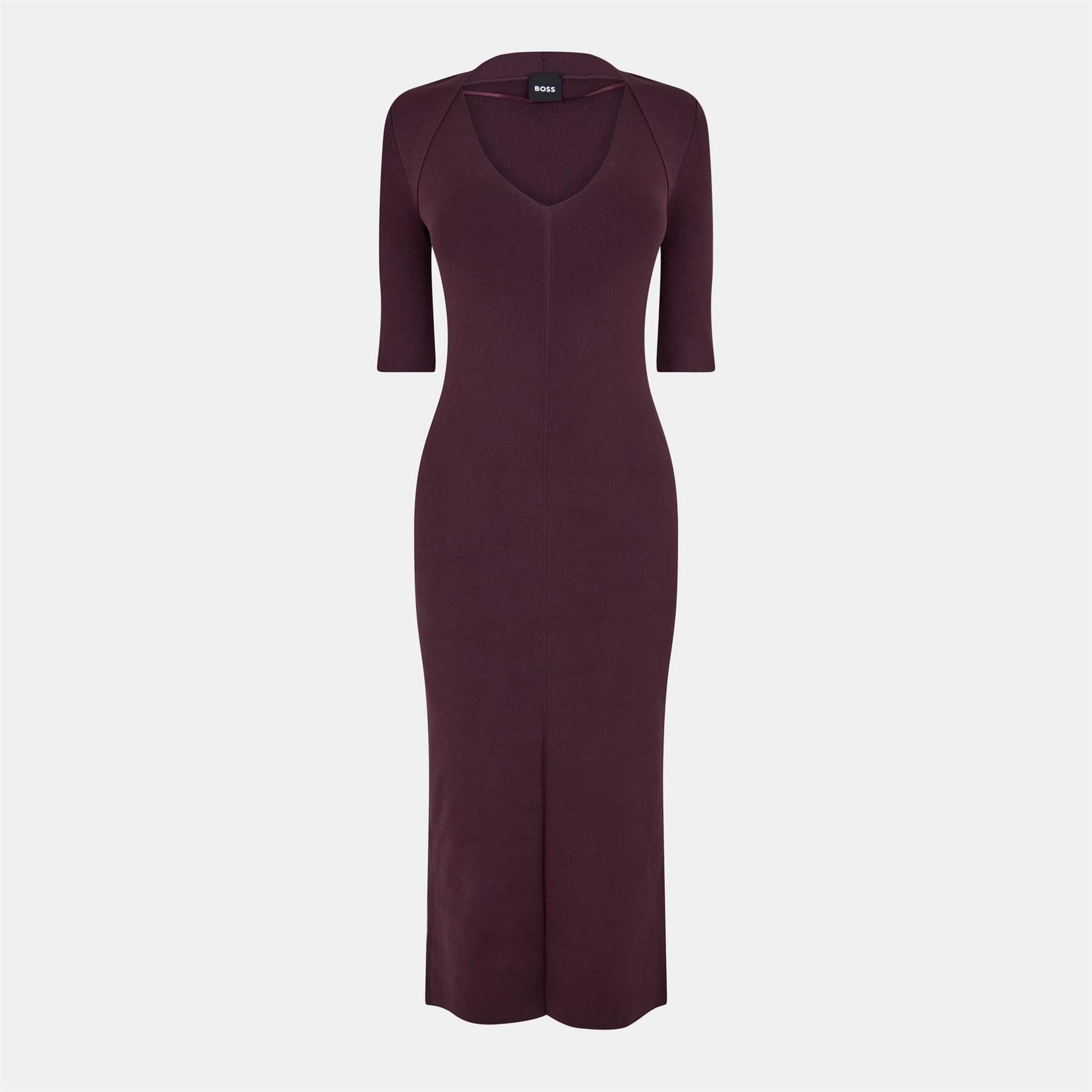 Boss Fezanin V-Neck Three Quarter Sleeve Midi Dress