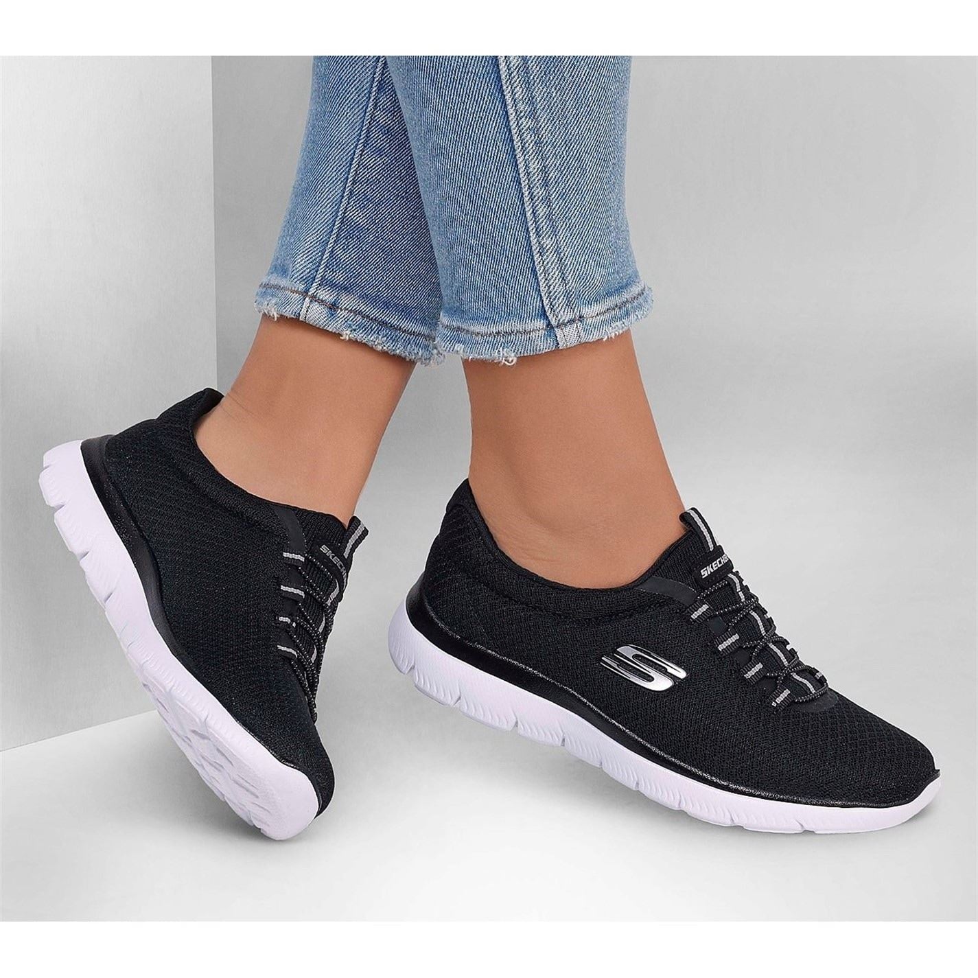 Skechers Mesh Bungee Slip On Memory Foam Low Top Trainers