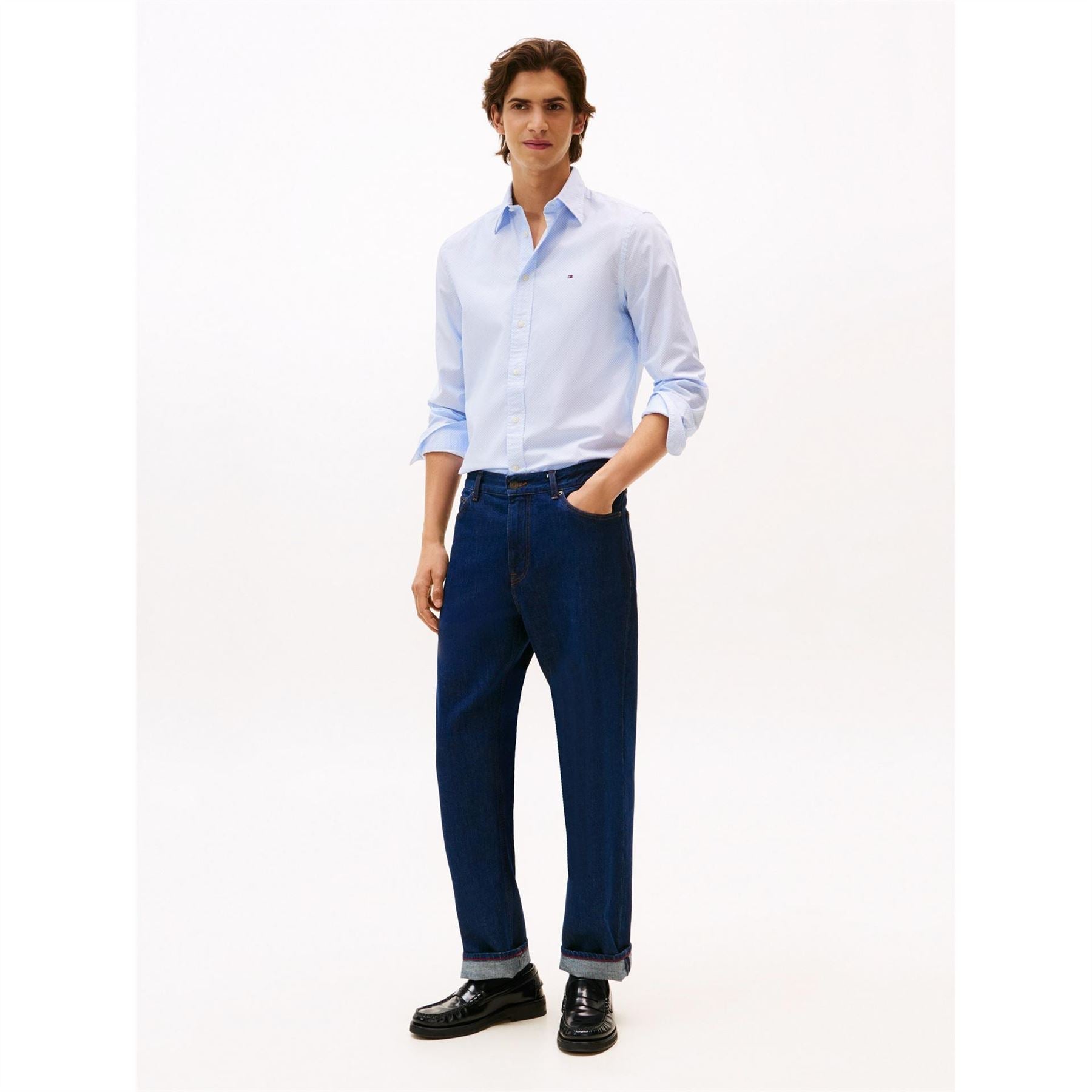 Tommy Hilfiger Embroidered Collared Neck Long Sleeve Shirt