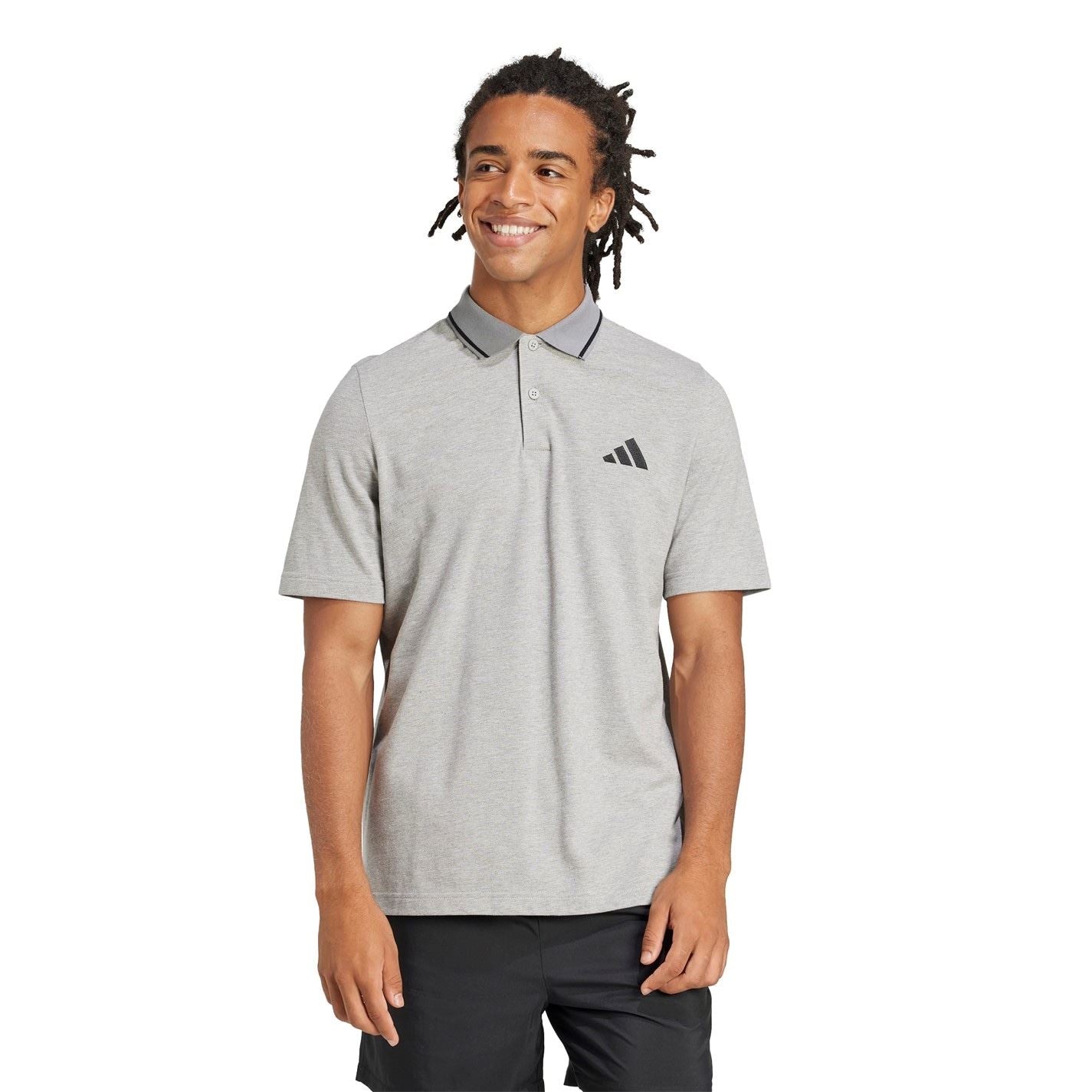 adidas Mens Essentials Cotton 3 Stripes Polo Shirt