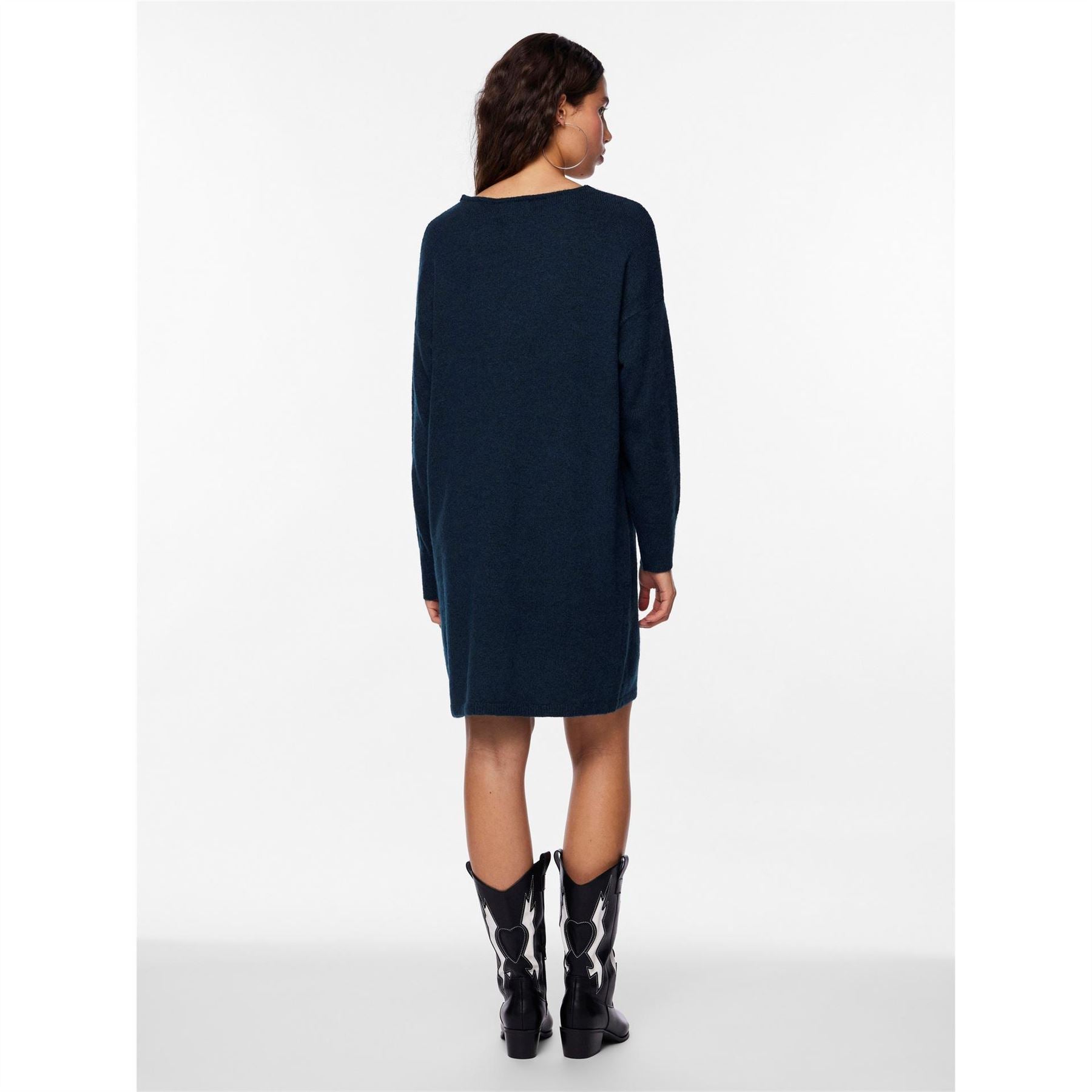 Pieces Knit Turtleneck Long Sleeve Midi Sweater Dress