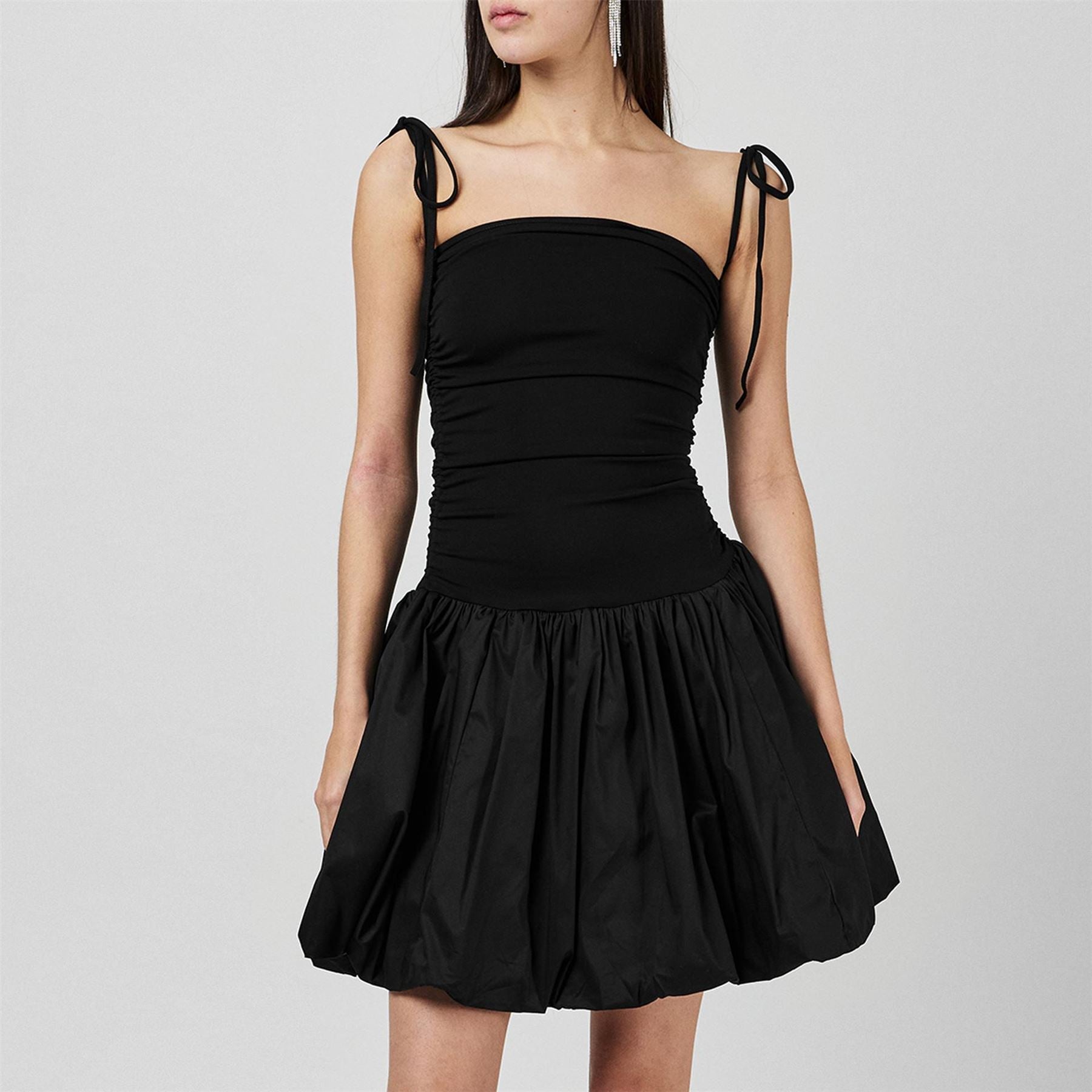 AmyLynn Am Llynn Bubble Hem Stripe Mini Peplum Dress
