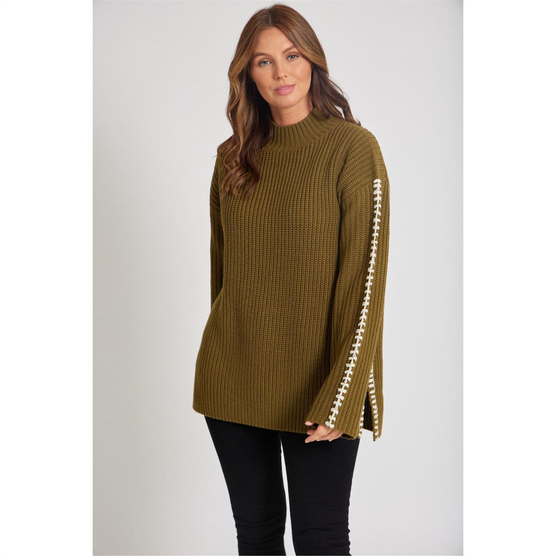 Be You By Contrast Stitch Crew Neck Jumper