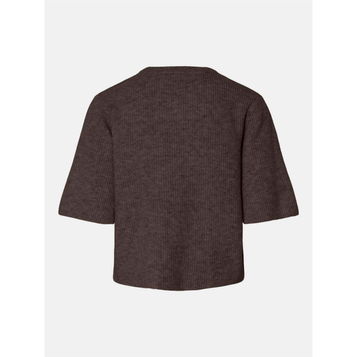 Pieces O-Neck Short Sleeve Button Placket Sweater
