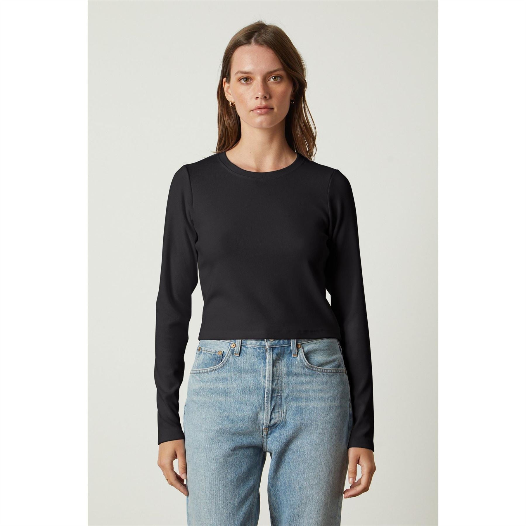 Velvet by Graham and Spencer Ribbed Regular Fit Long Sleeve T-Shirt