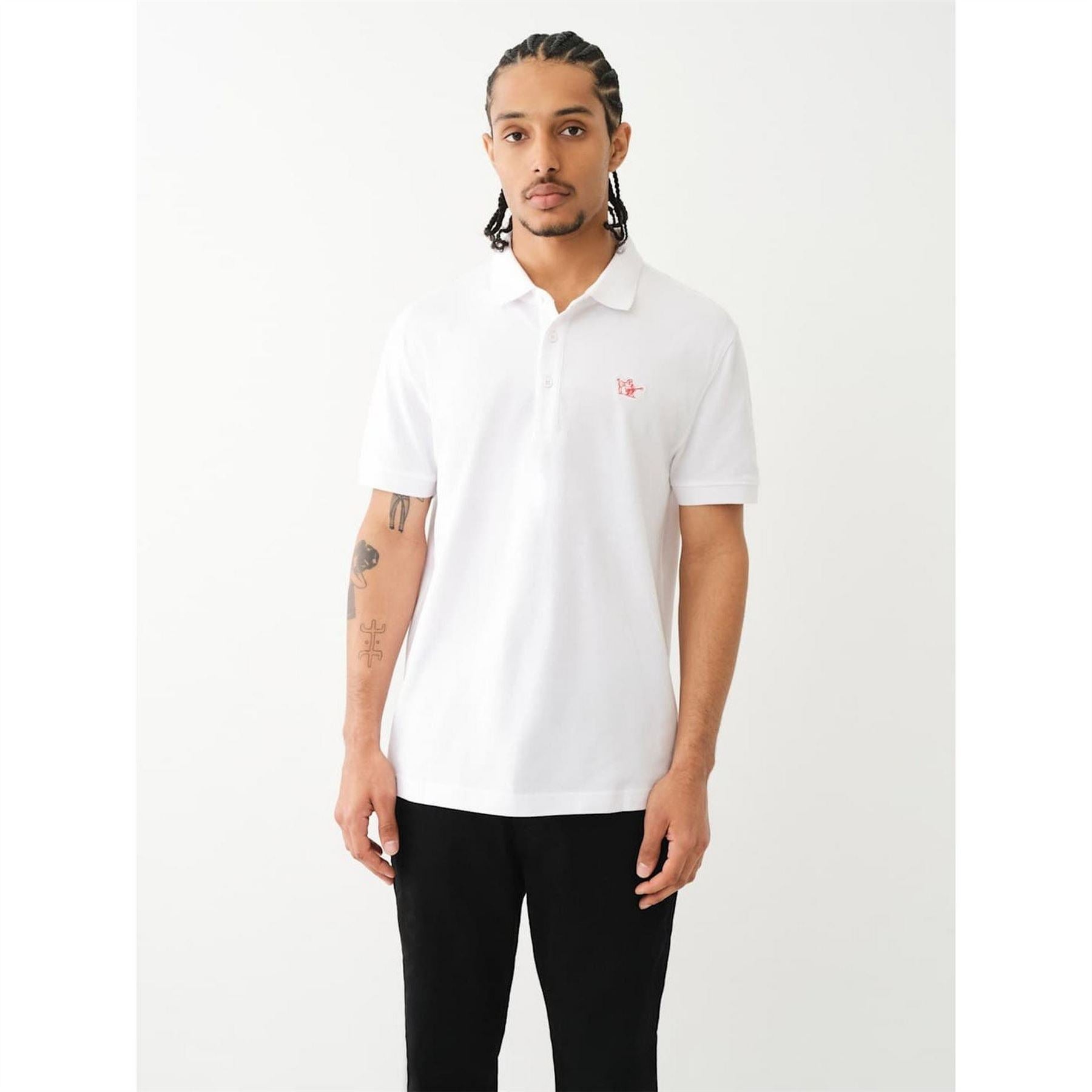 True Religion Buddha Patched Logo Short Sleeve Polo Shirt