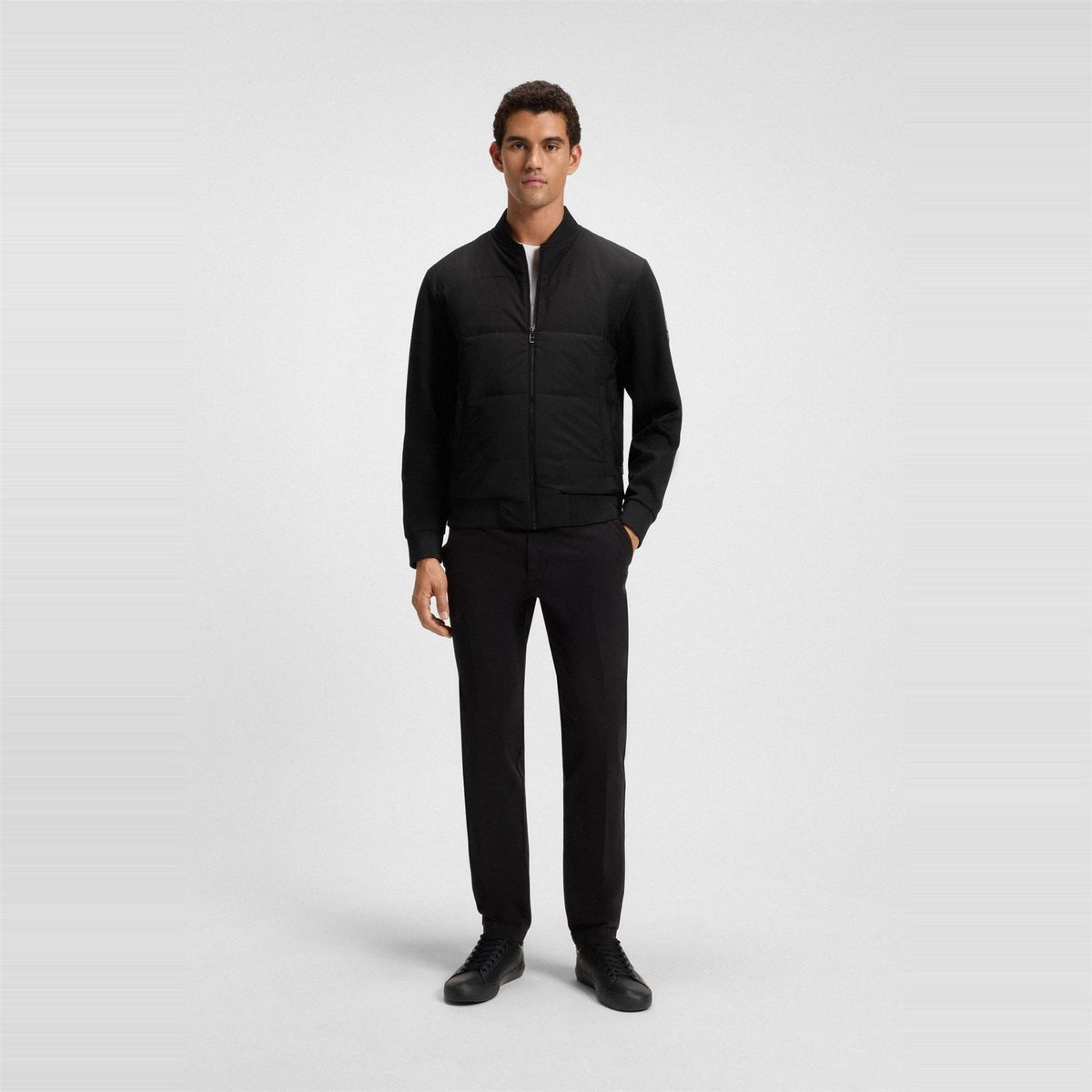 Boss Crew Neck Bomber Collar Long Sleeve Regular Fit Sweatshirt