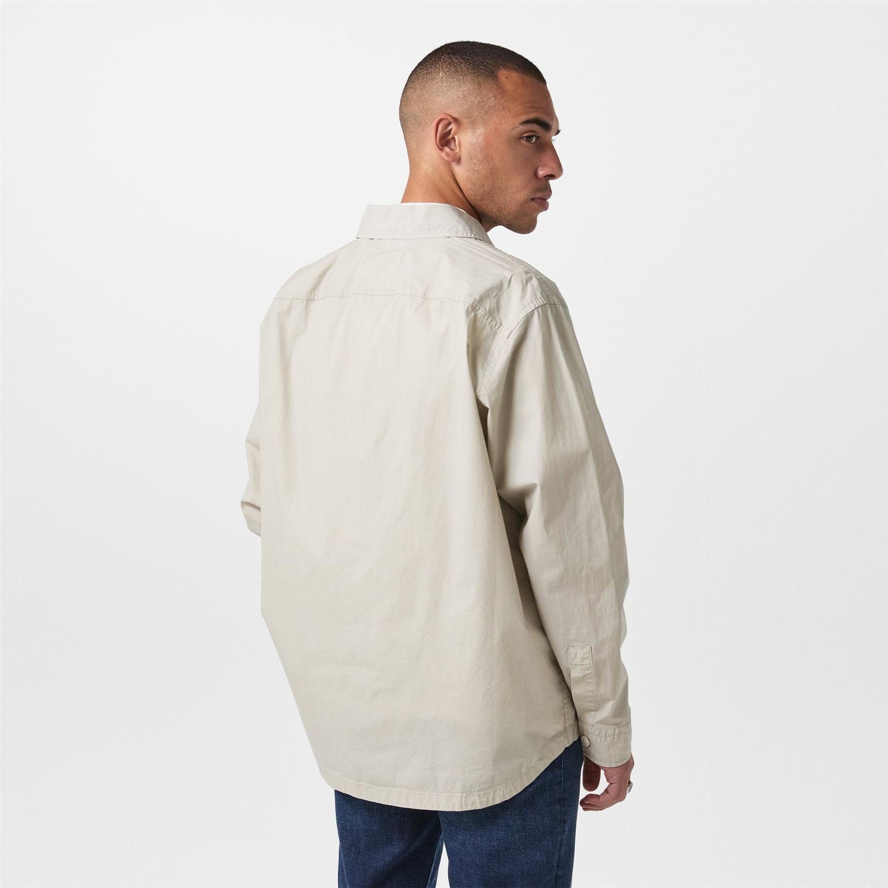 Boss Solid Snap Button Shirt Collared Barrel Cuff Overshirt