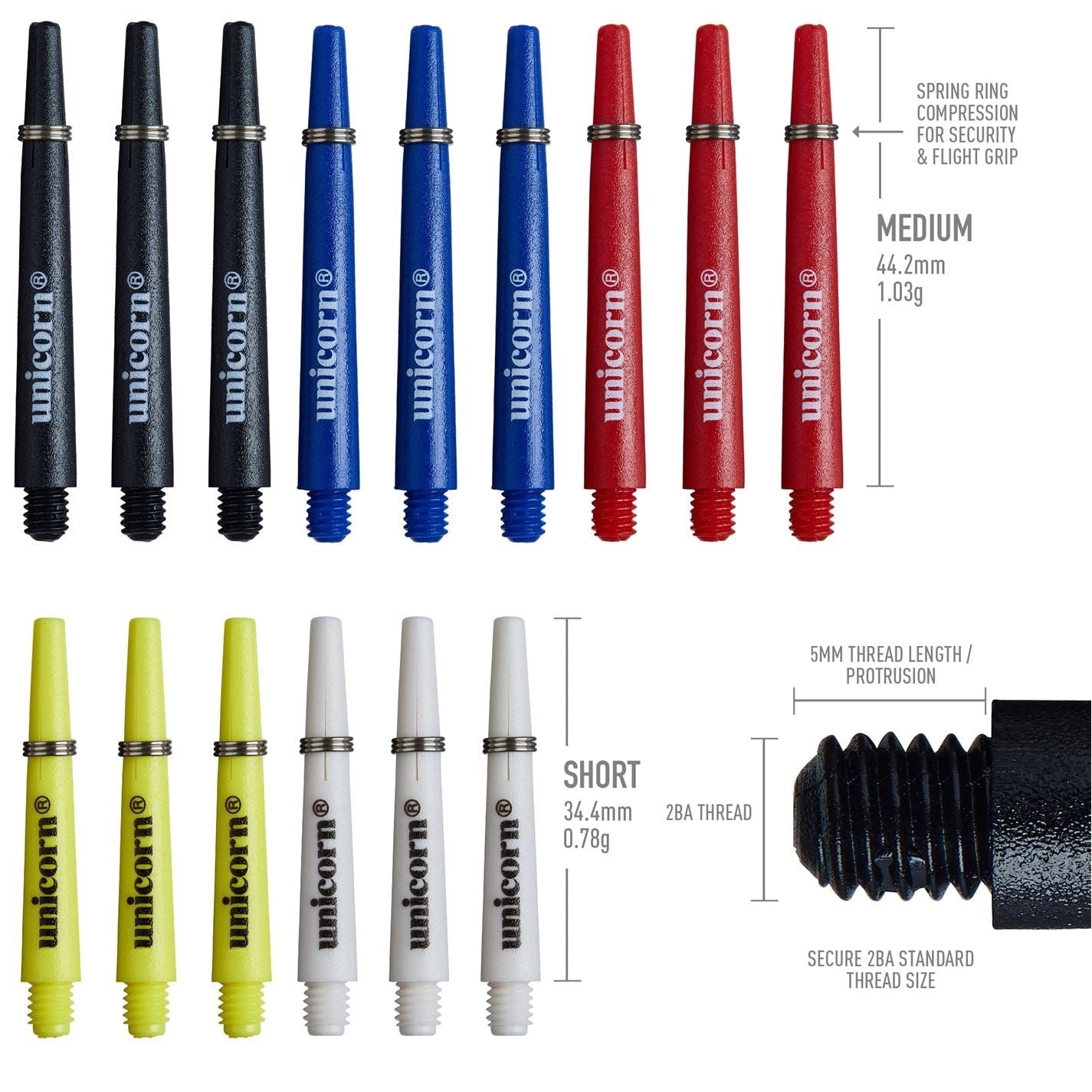 Unicorn Darts 15 Gripper 3 Dart Shafts