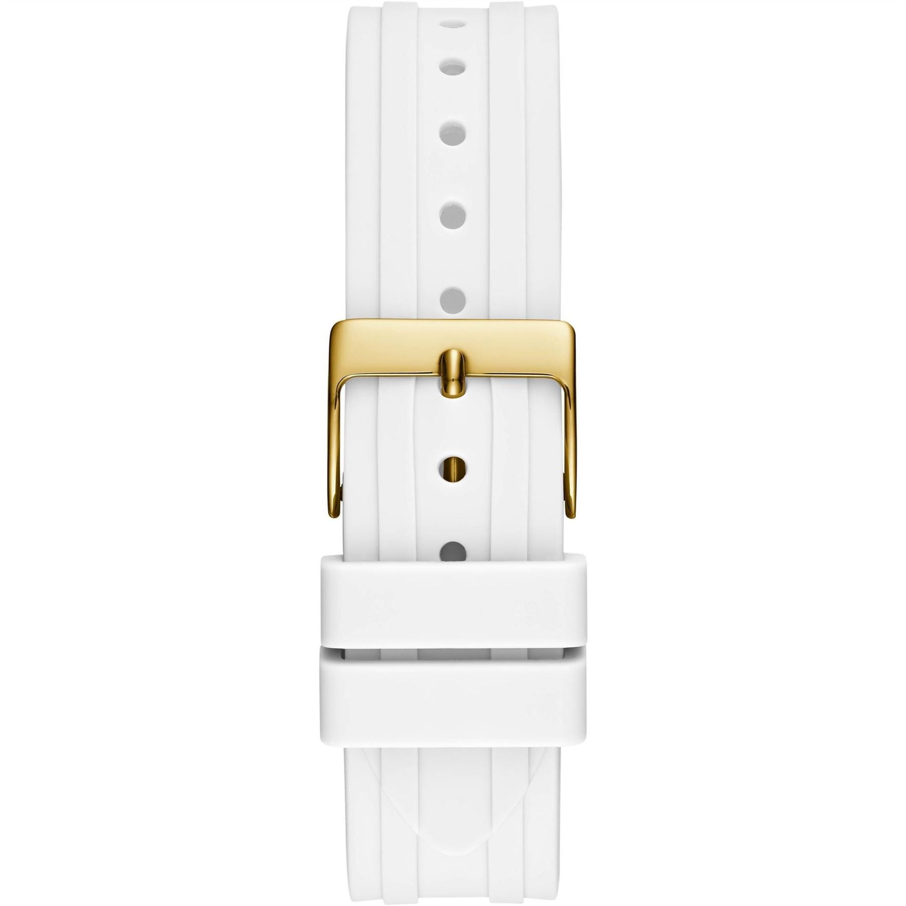 Guess Gold Analogue Quartz Watch With White Silicone Strap