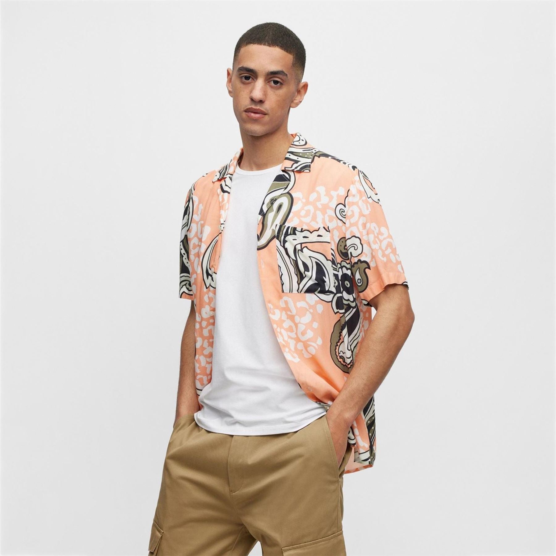 Hugo Collared Neck Relaxed Fit Short Sleeve Shirt