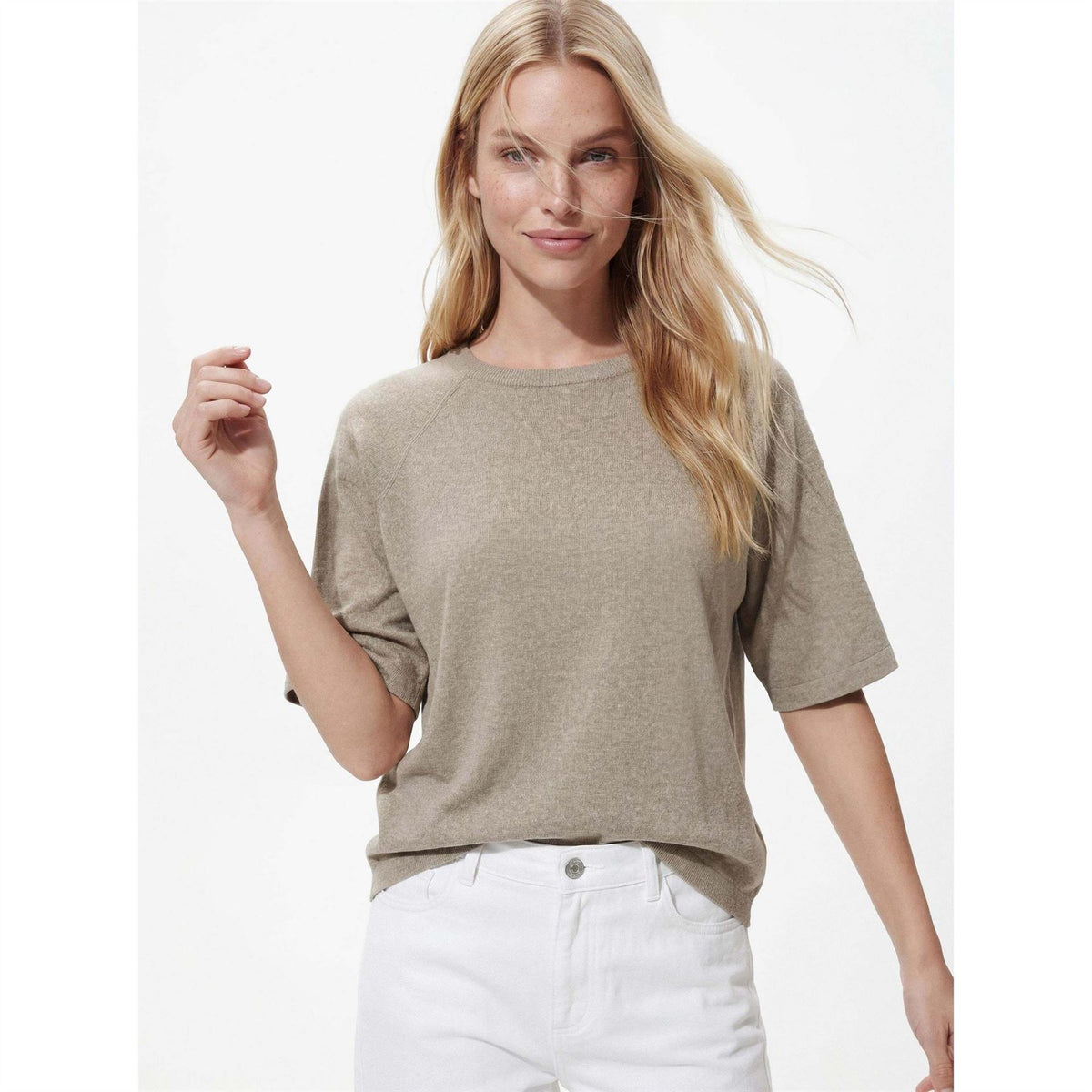 Pieces Crew Neck Raglan Short Sleeve Regular Fit Sweater
