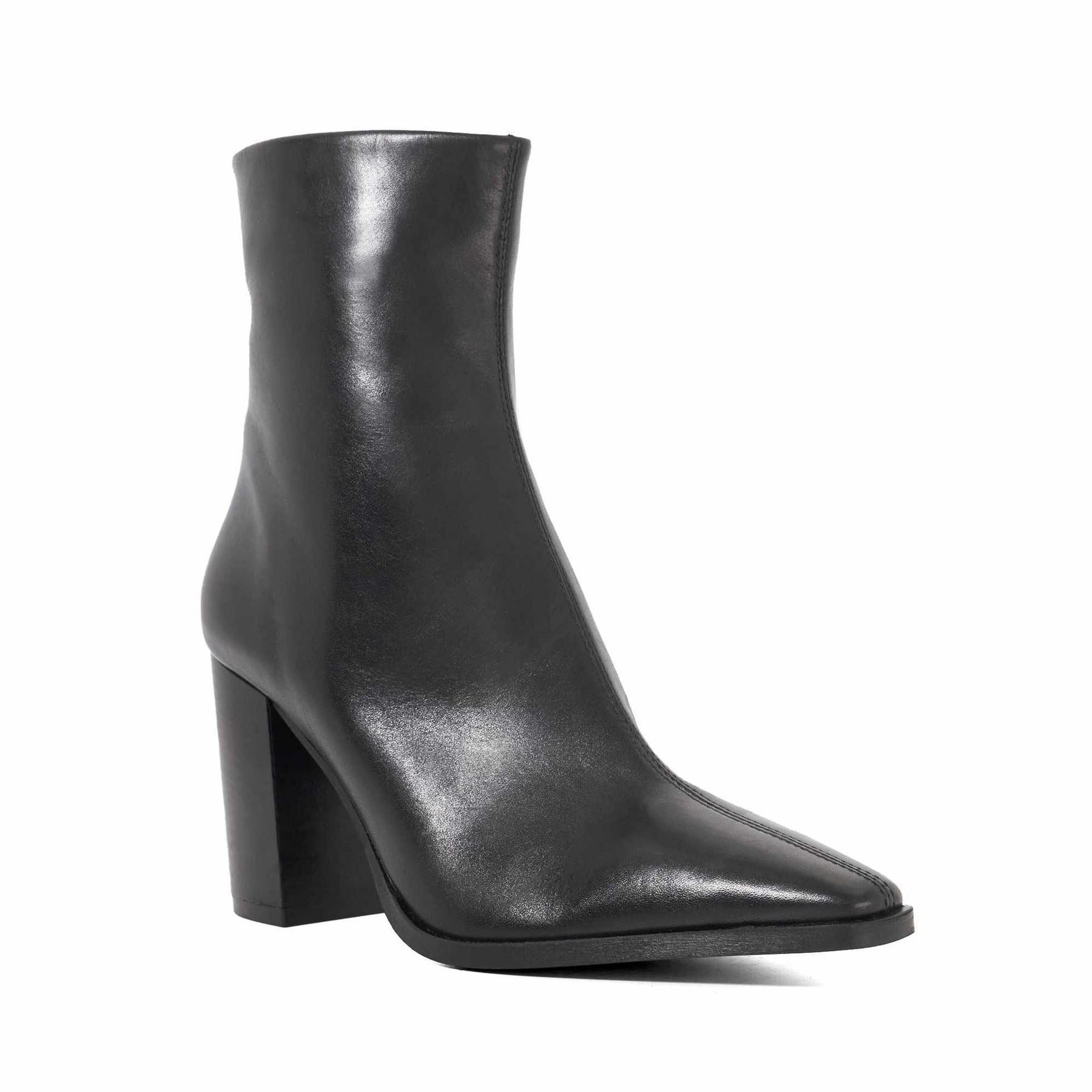 Dune London Patently High Heel Block Ankle Boots