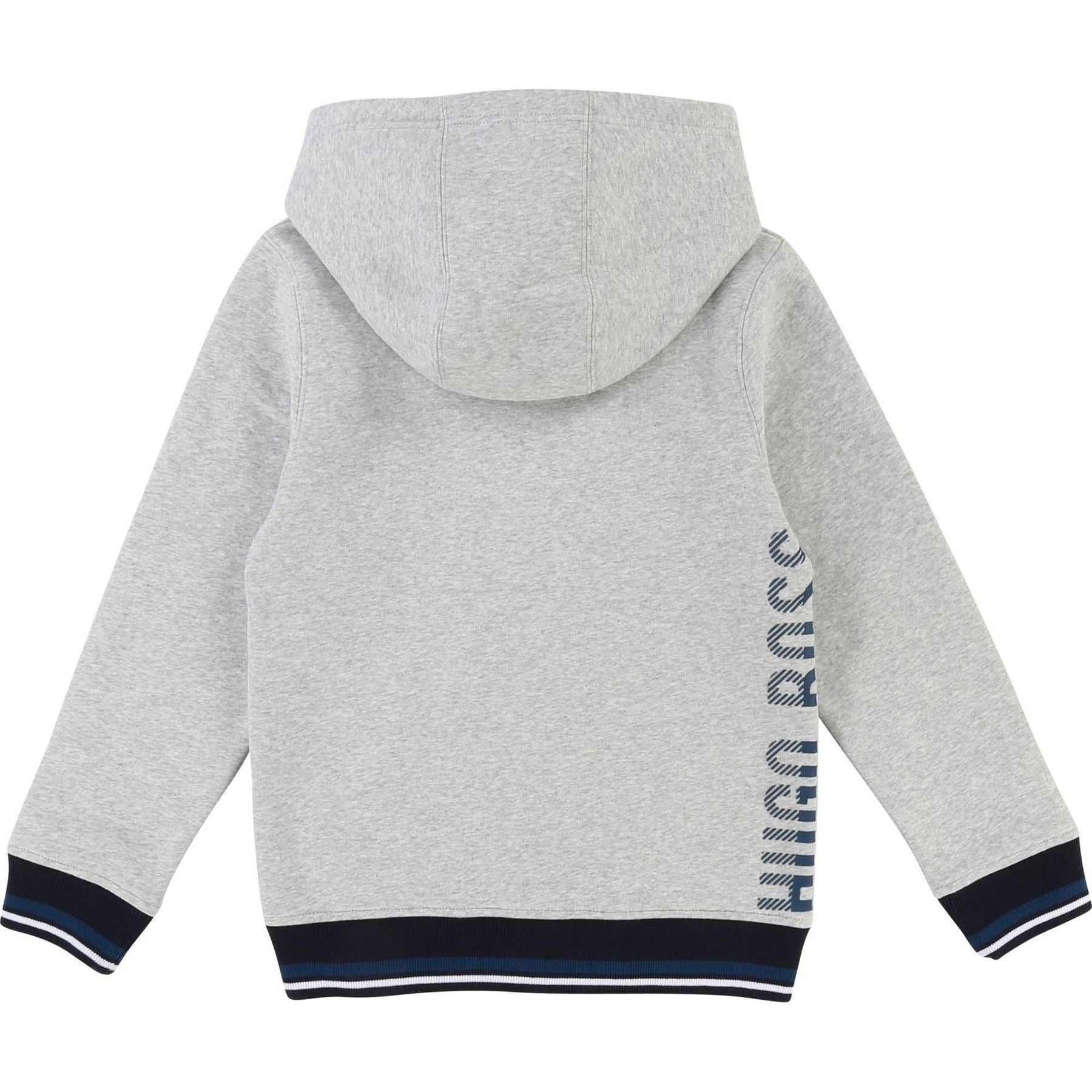 Boss Grey Cotton Polyester Fleece Cardigan