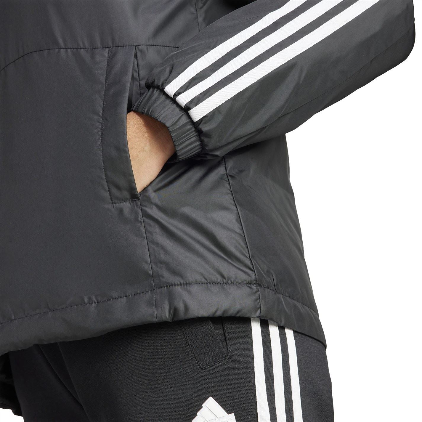 adidas Womens 3 Stripe Essential Hooded Jacket