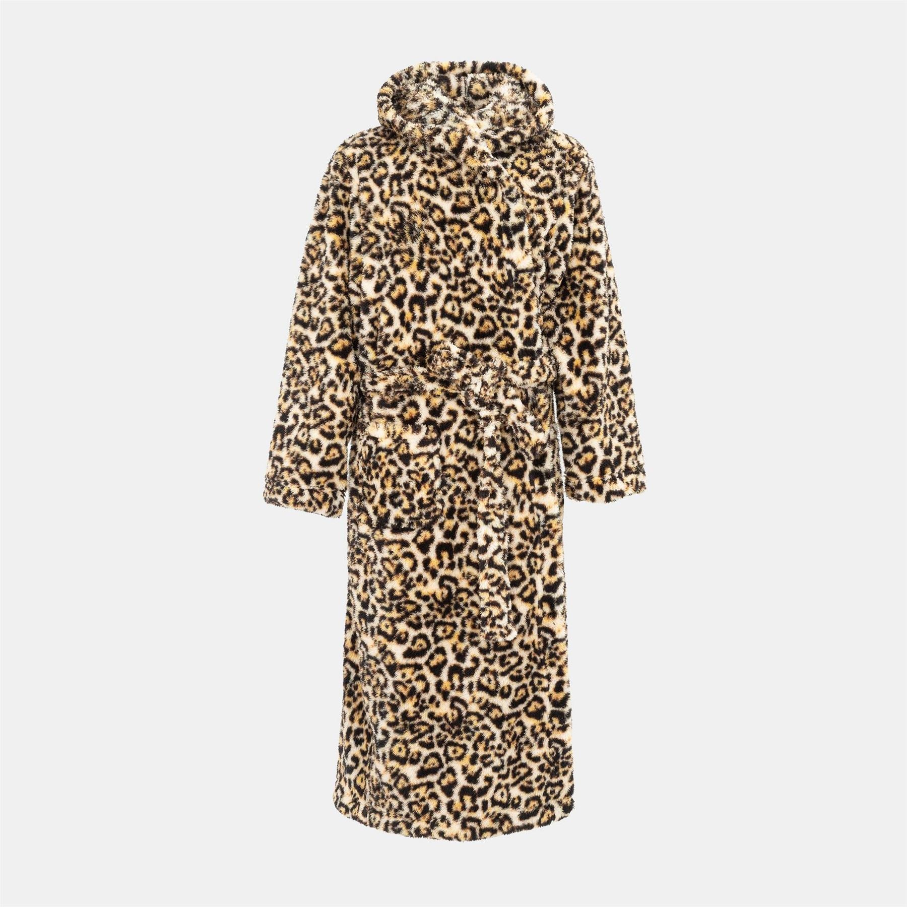 Linea Womens Fleece Robe Leopard Pattern