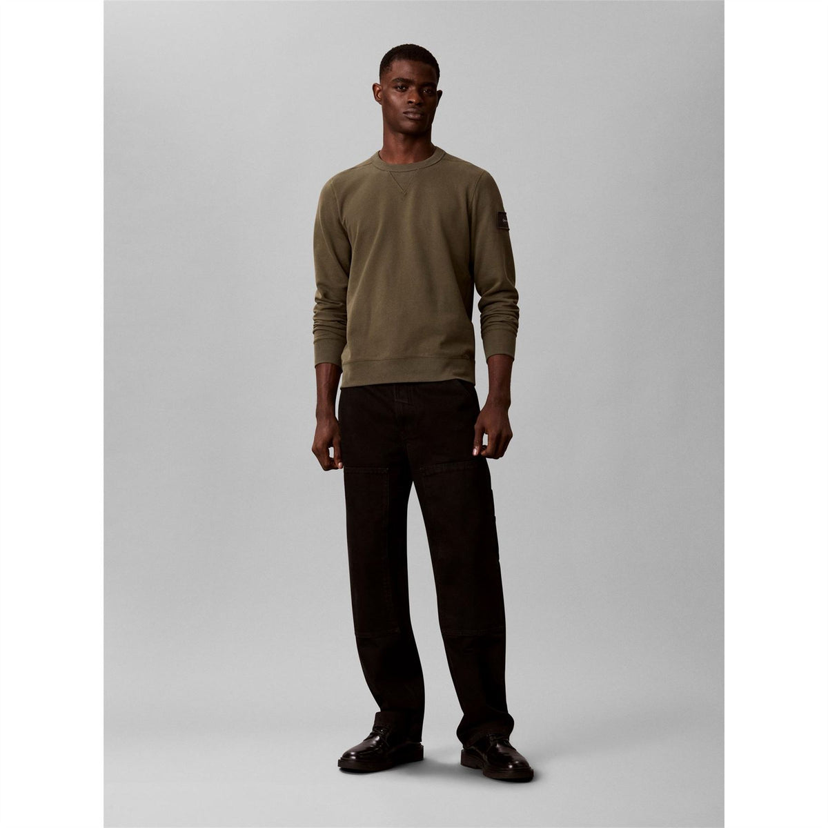Calvin Klein Jeans Sleeve Badge Cotton Crew Neck Sweatshirt