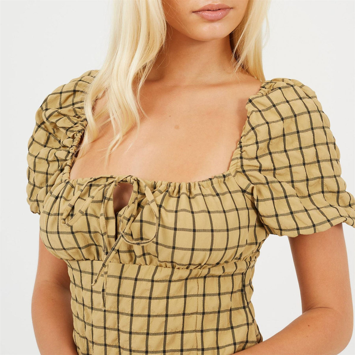 Brave Soul Puff Sleeve Square Neck Mini Dress