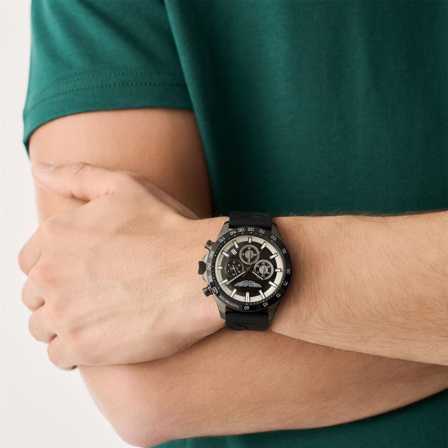 Aston Martin Amr Sn71 Stainless Steel Rubber Strap Analogue Quartz Watch