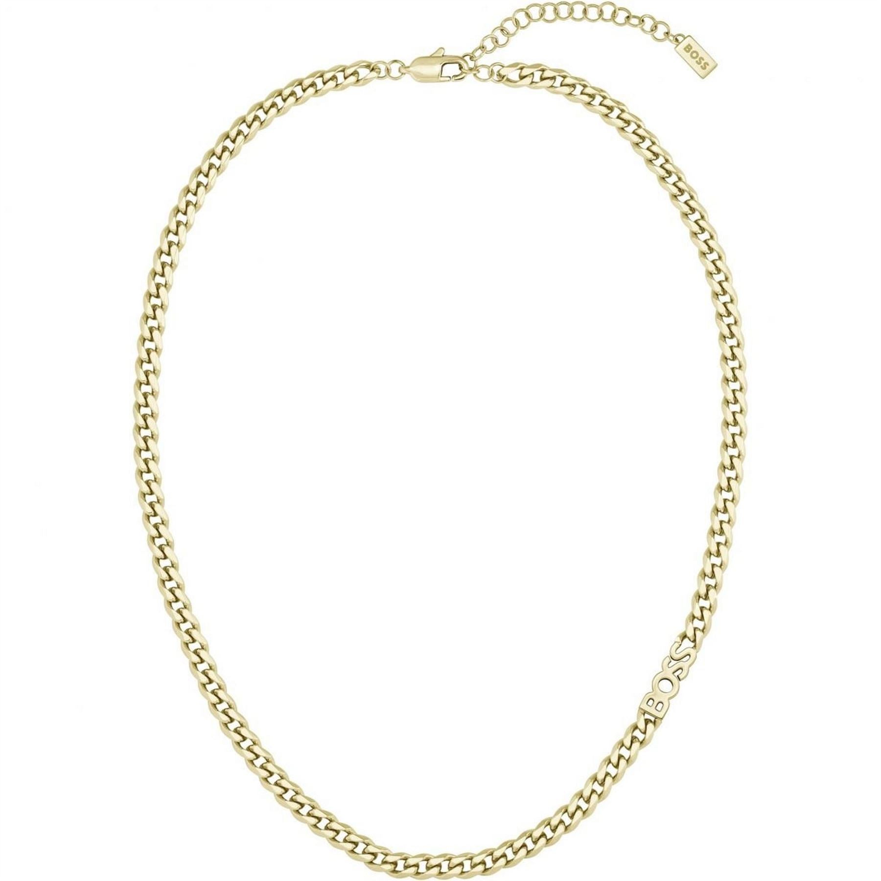 Boss  Gold Ip Plated Chain Link Logo Necklace