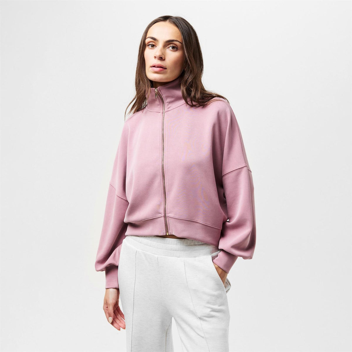 Ted Baker Cropped Relaxed Fit Funnel Neck Sweatshirt