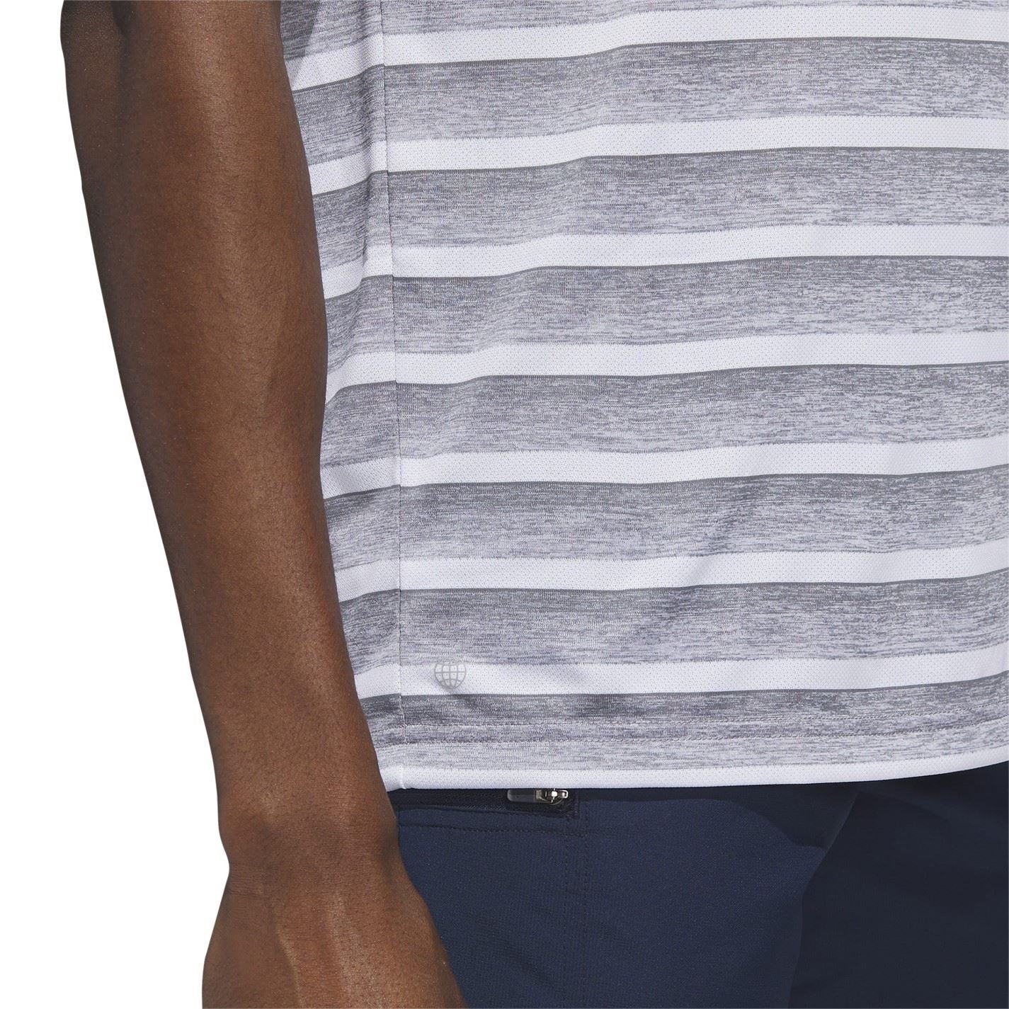 adidas Mens Two Color Striped Golf Polo Shirt