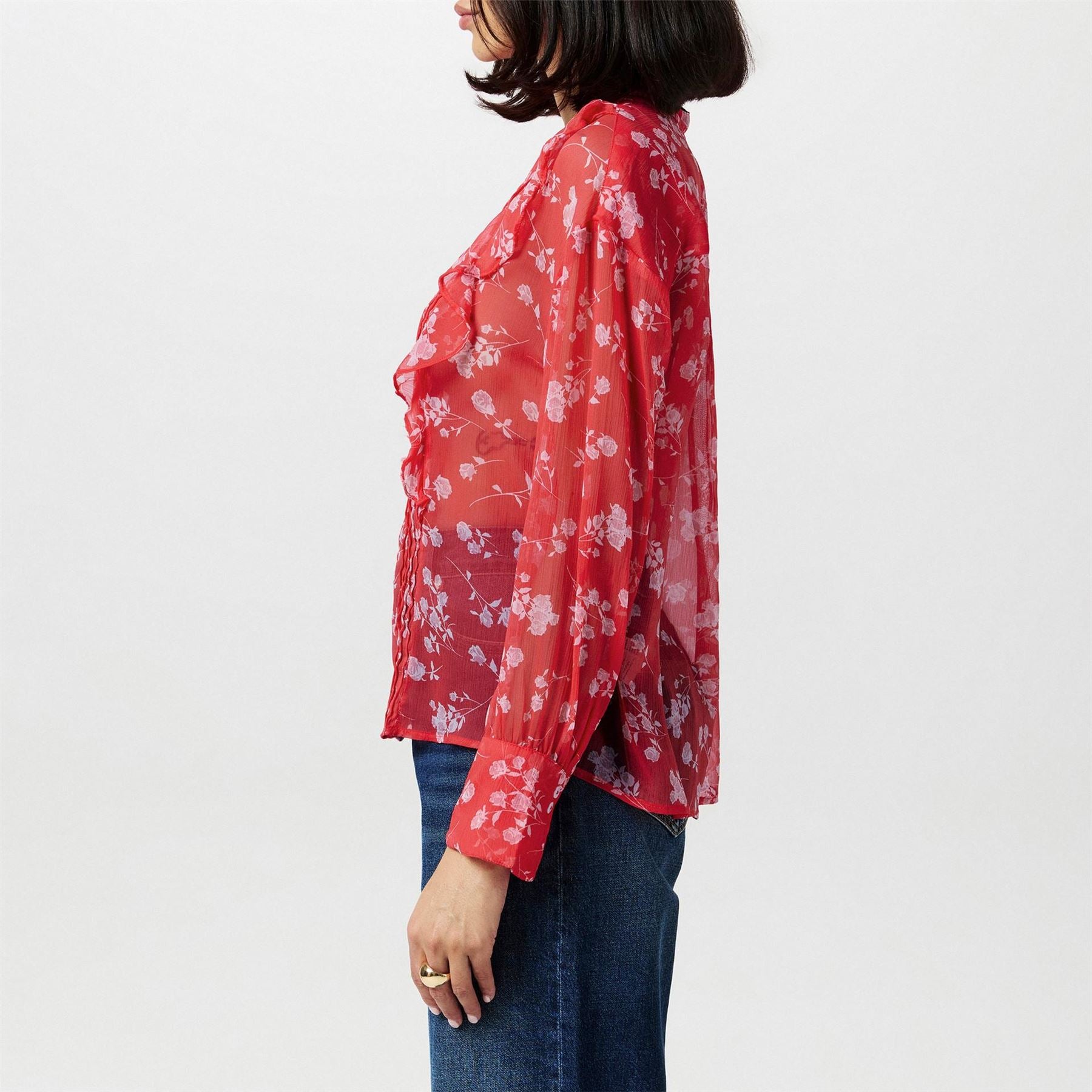 French Connection Alesndra V-Neck Long Sleeve Blouse