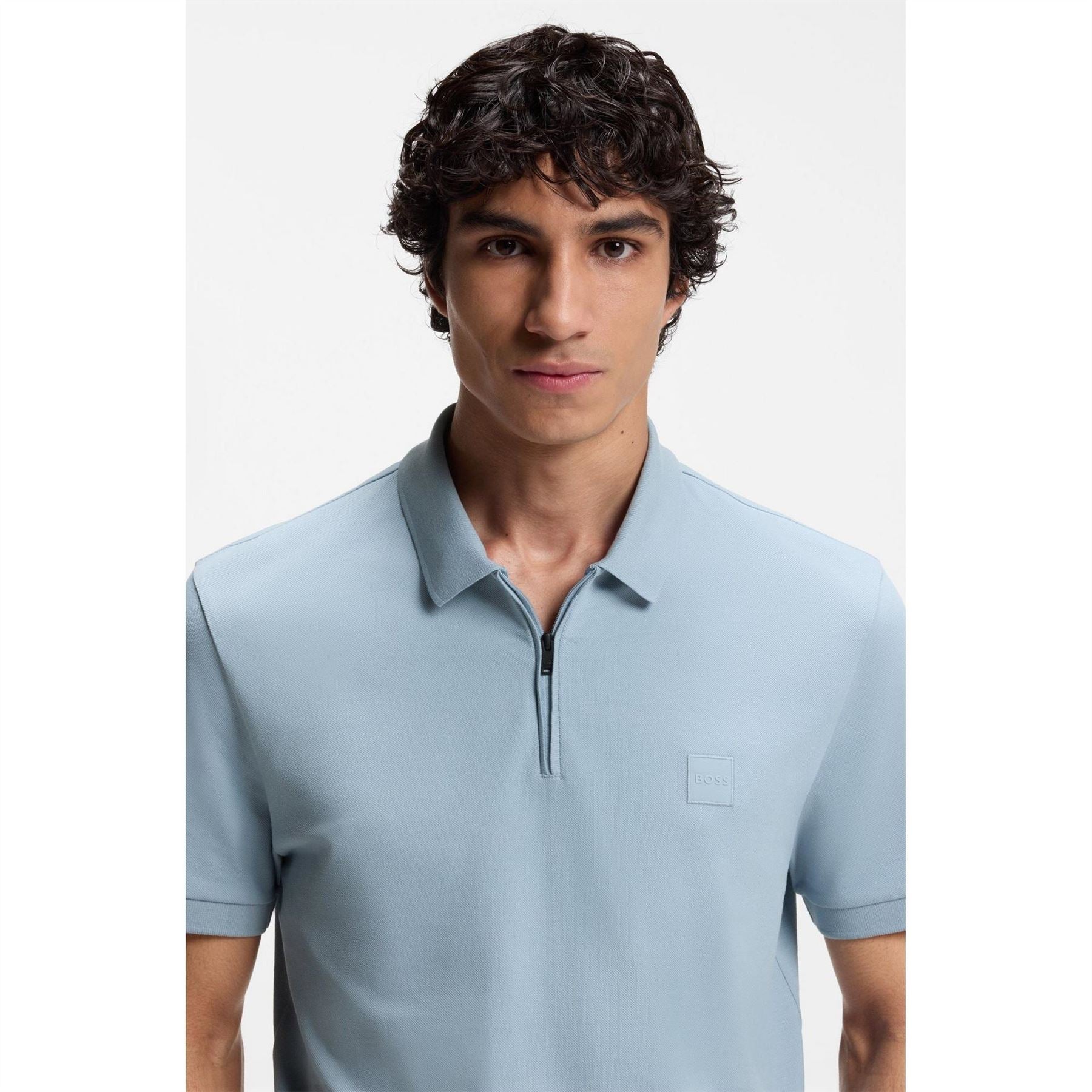 Boss Orange Short Sleeve Quarter Zip Polo Top