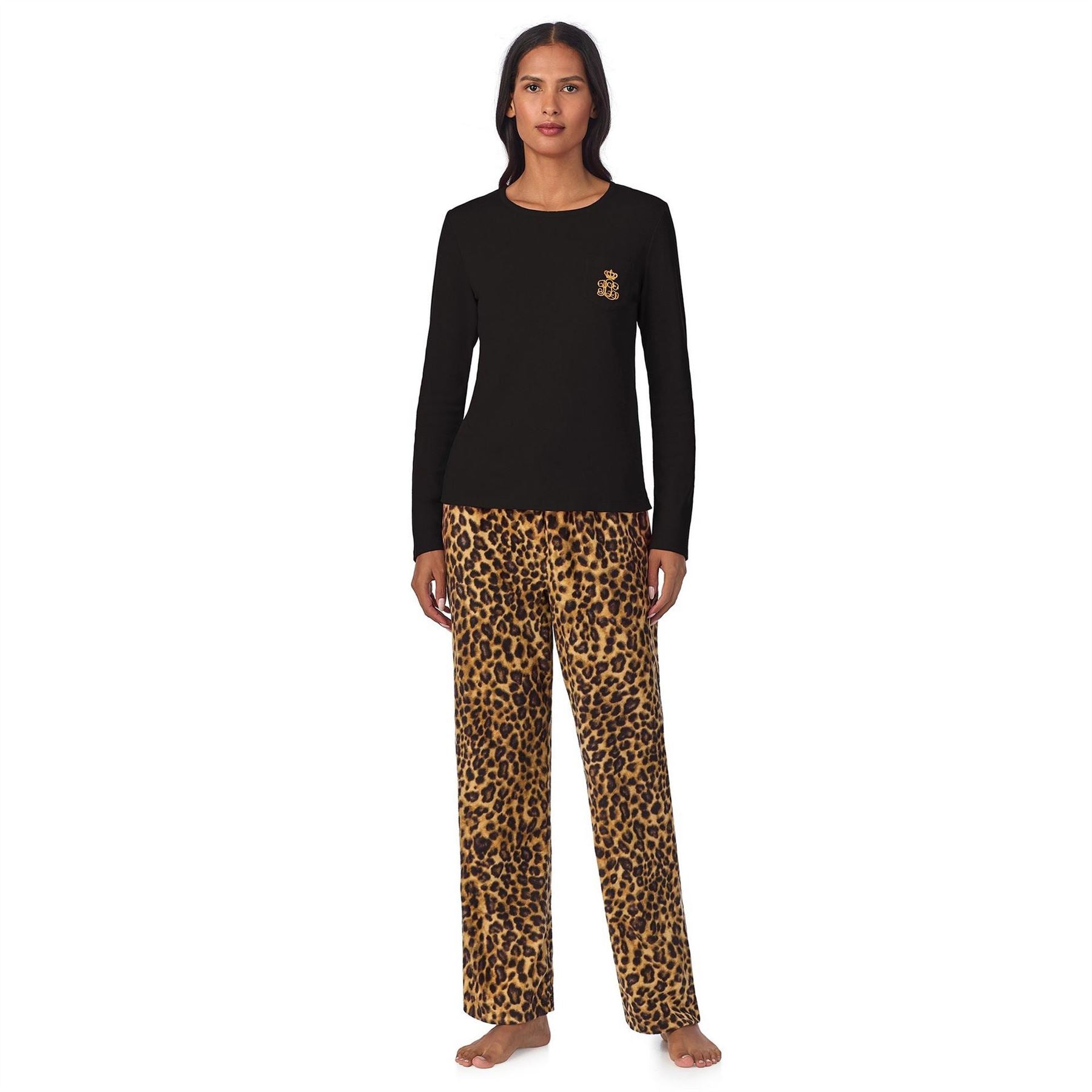Lauren by Ralph Lauren Fleece Crew Neck Long Sleeve Pyjama Set