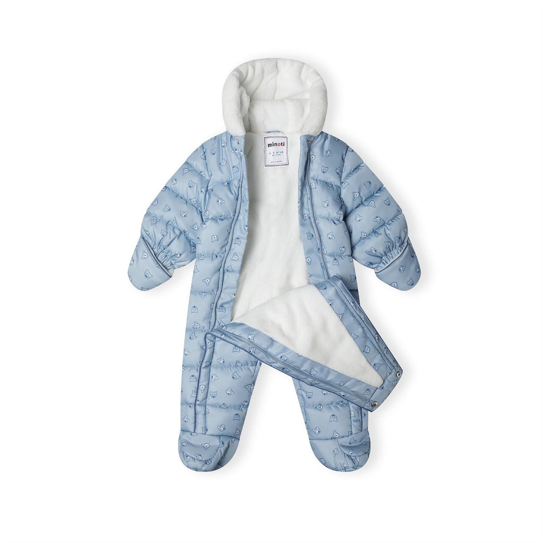 Minoti Baby Snowsuit With Hood And Mitts Light Blue