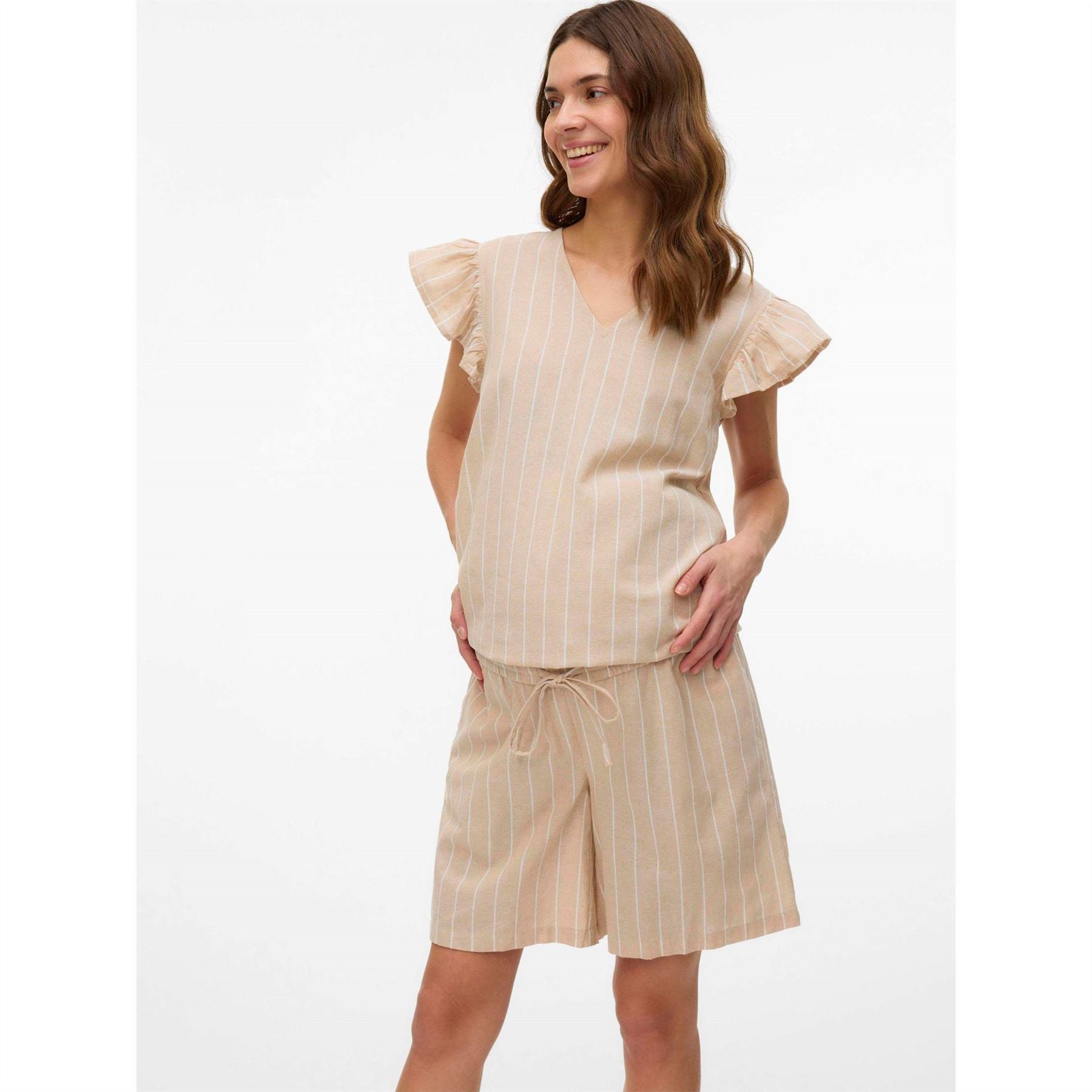 Mamalicious Vertical Stripe Bermuda Shorts