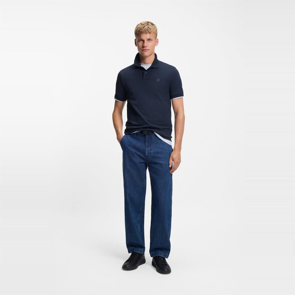 Boss Collared Neck Button Placket Polo Shirt