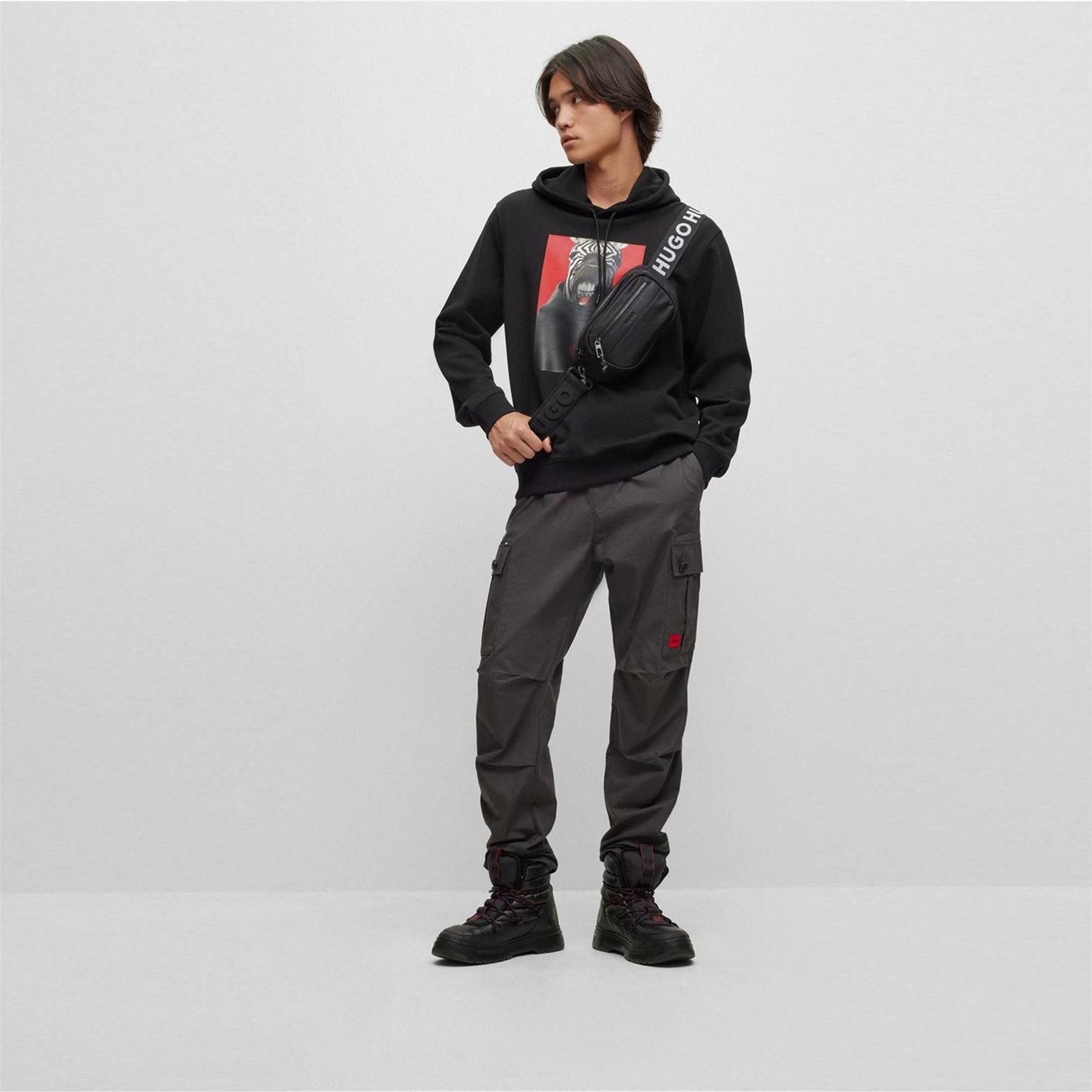 Hugo Graphic Hooded Neck Long Sleeve Sweatshirt