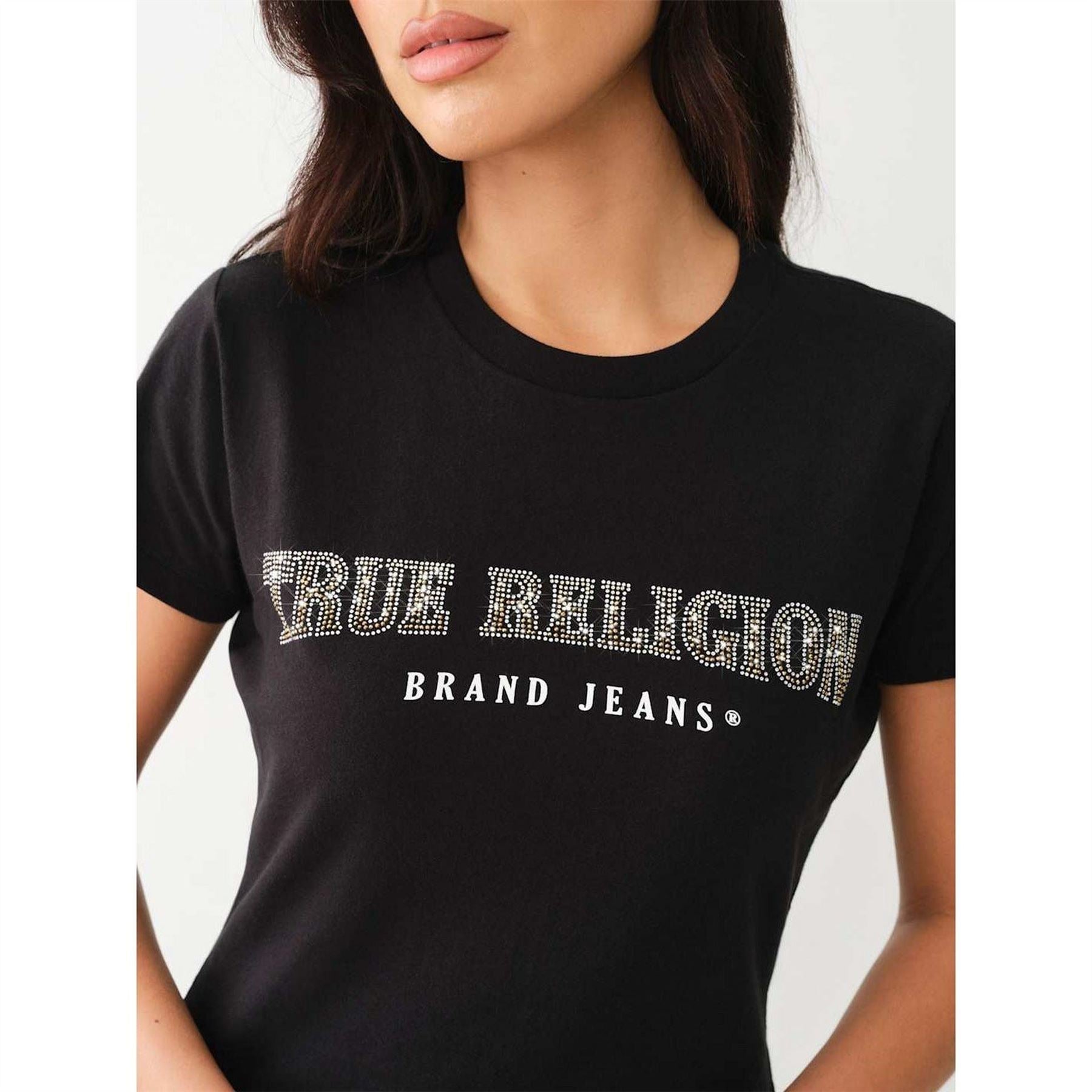 True Religion Regular Fit Lettering Crew Neck T-Shirt