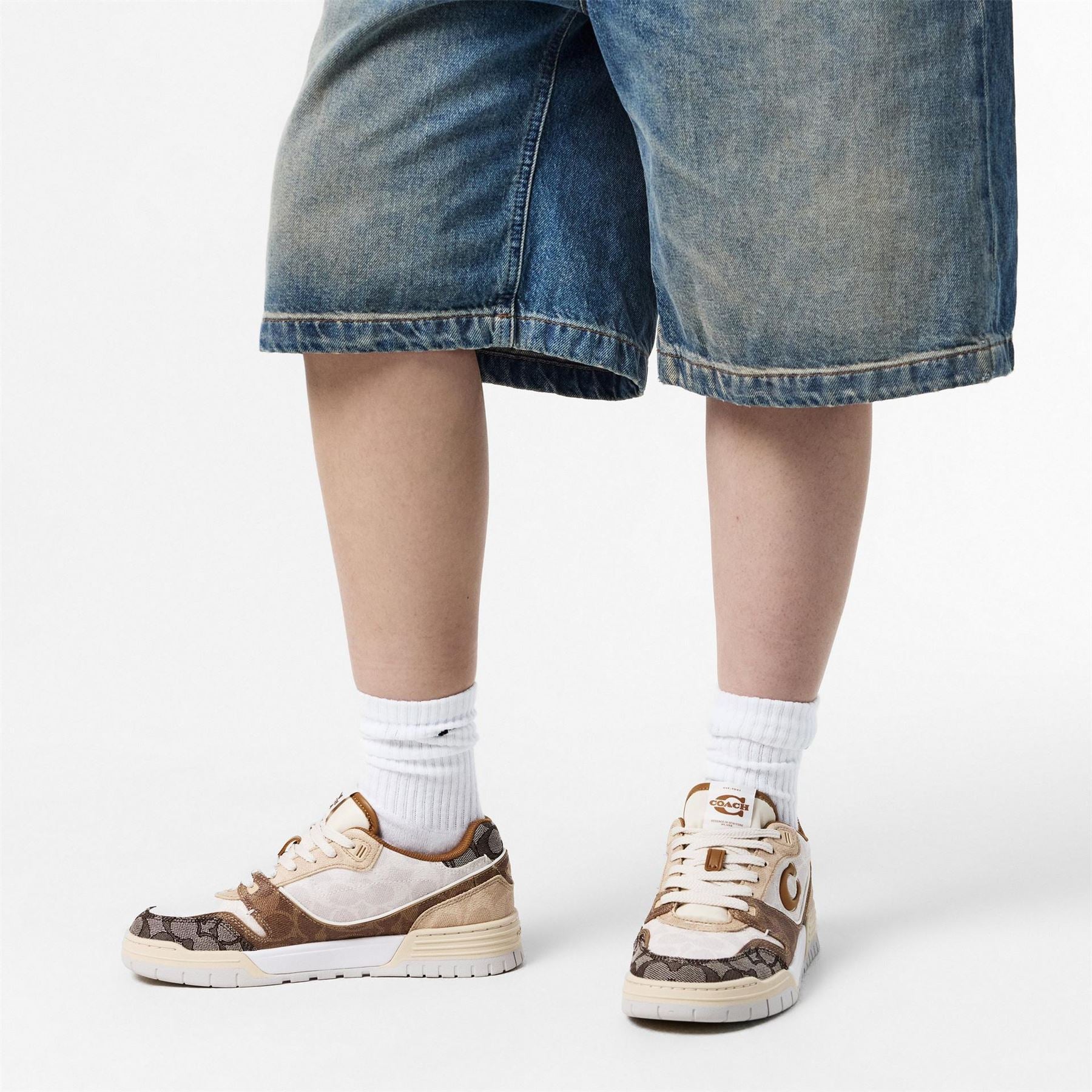 Coach Color Block Embossed Logo Lace-Up Trainers